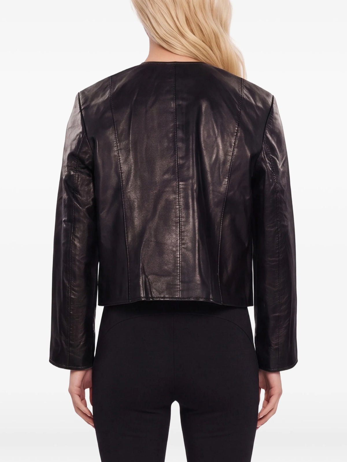 button-up leather jacket