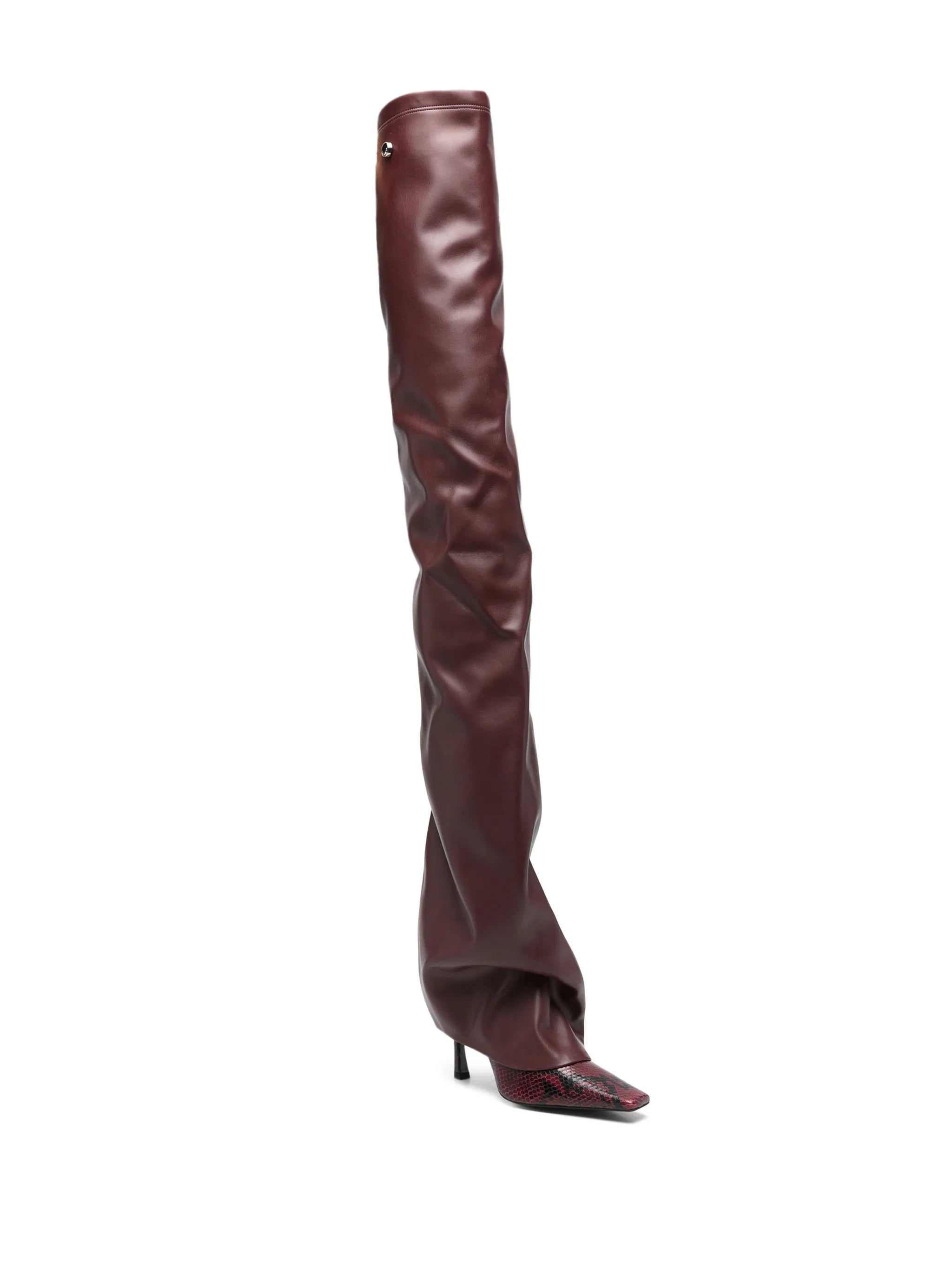Robin snakeskin-effect thigh-high boots
