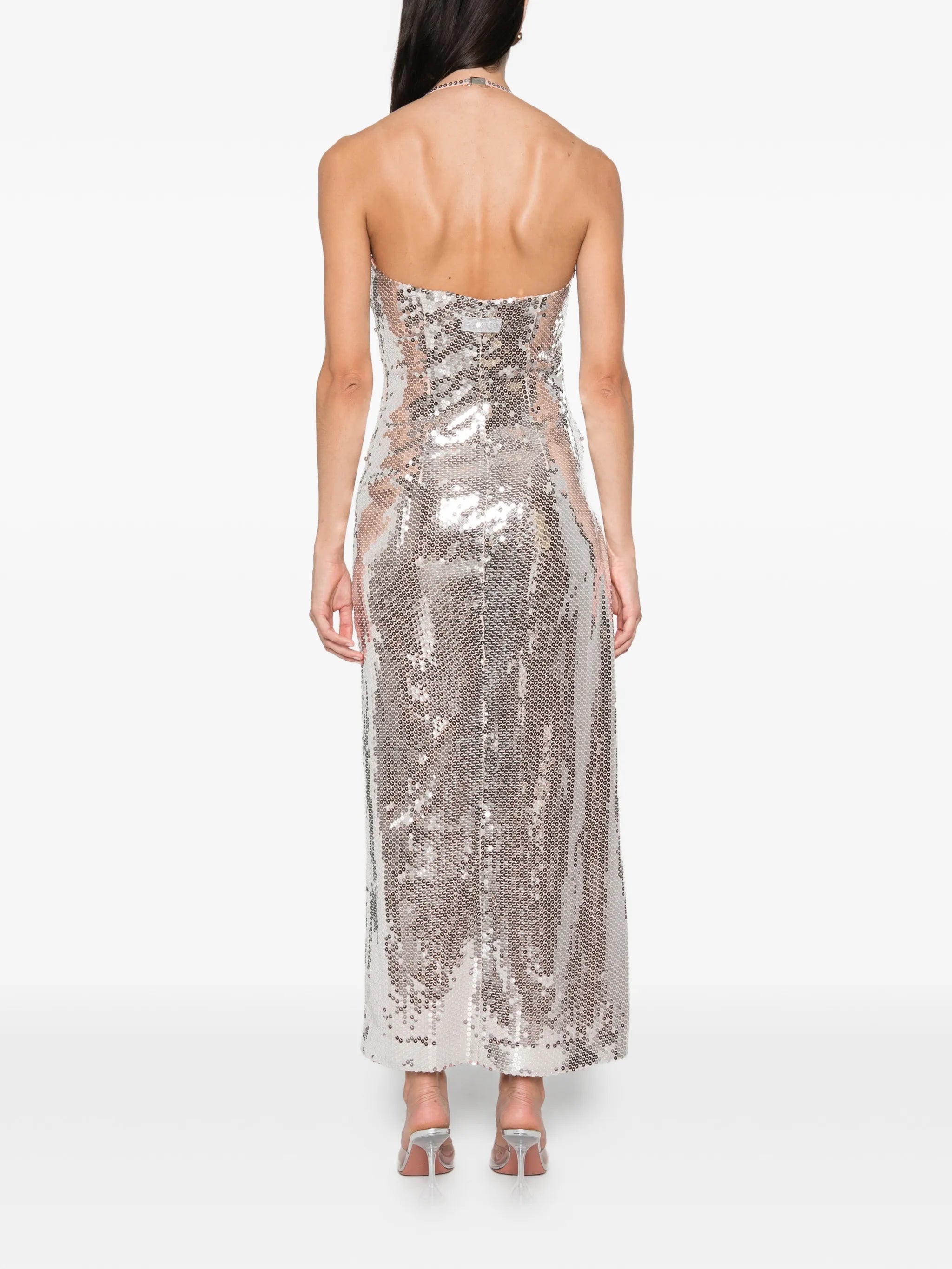 sequin-embellished halterneck dress
