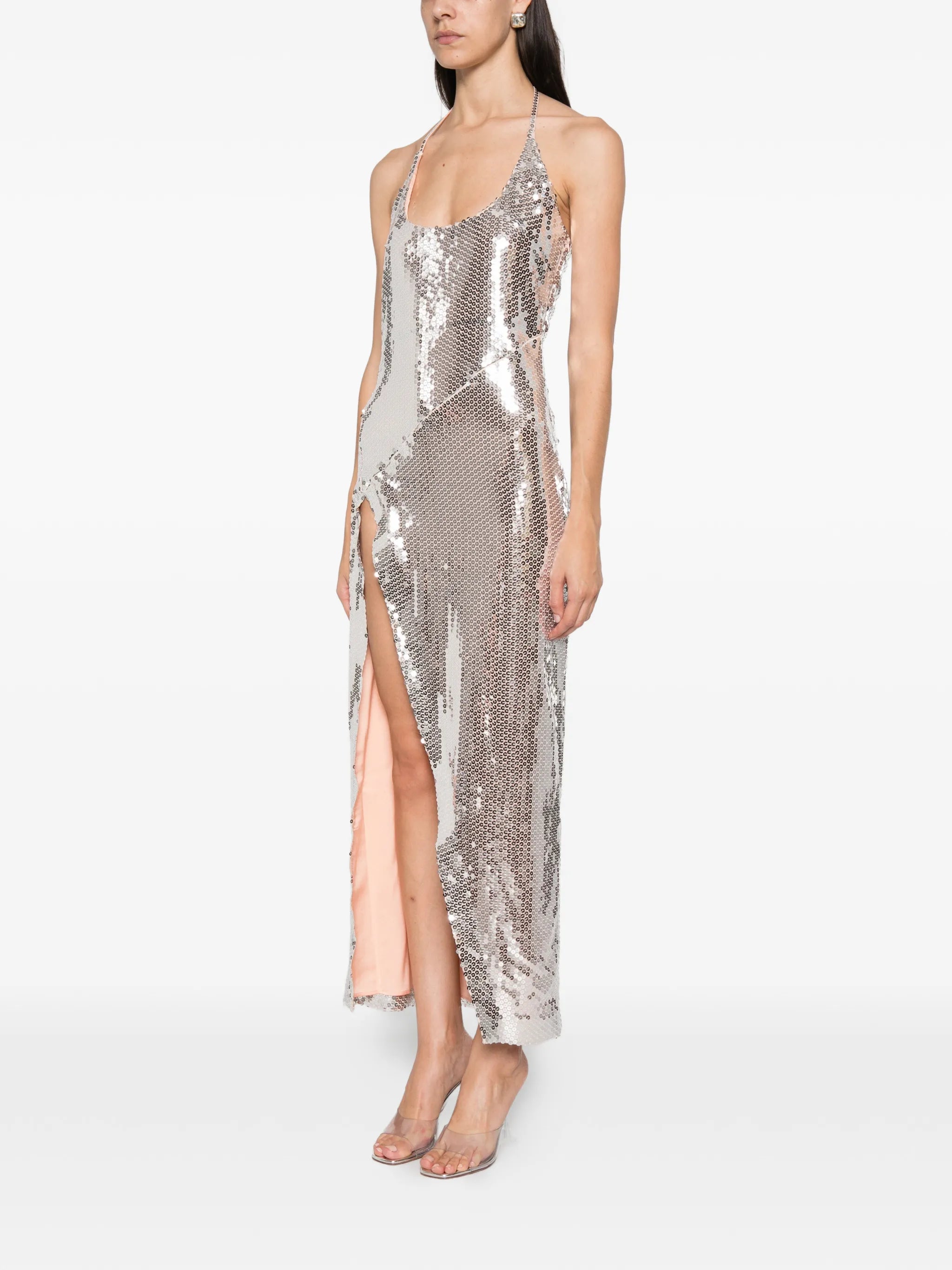 sequin-embellished halterneck dress
