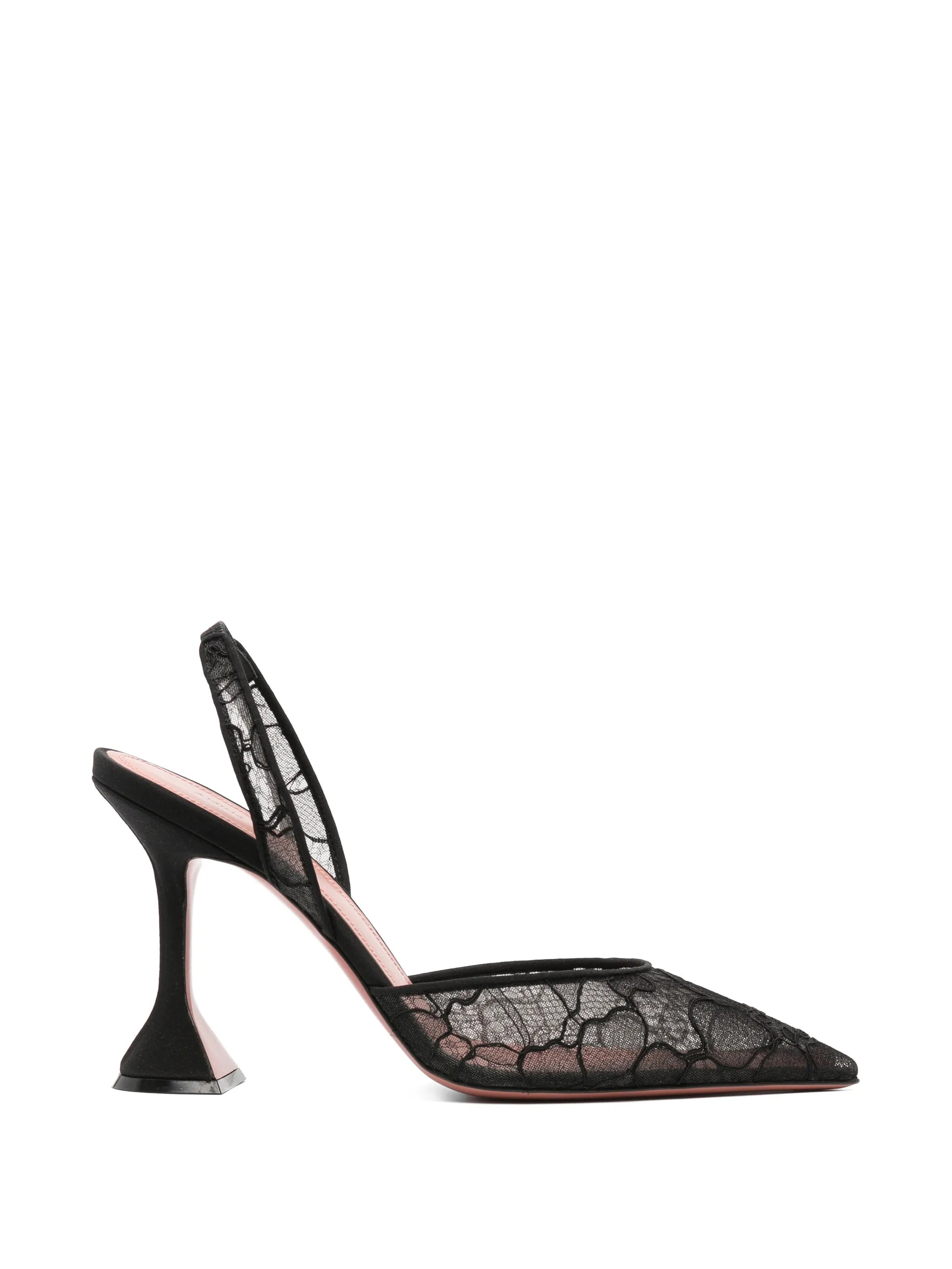 Holli lace sling 95 black lace pumps