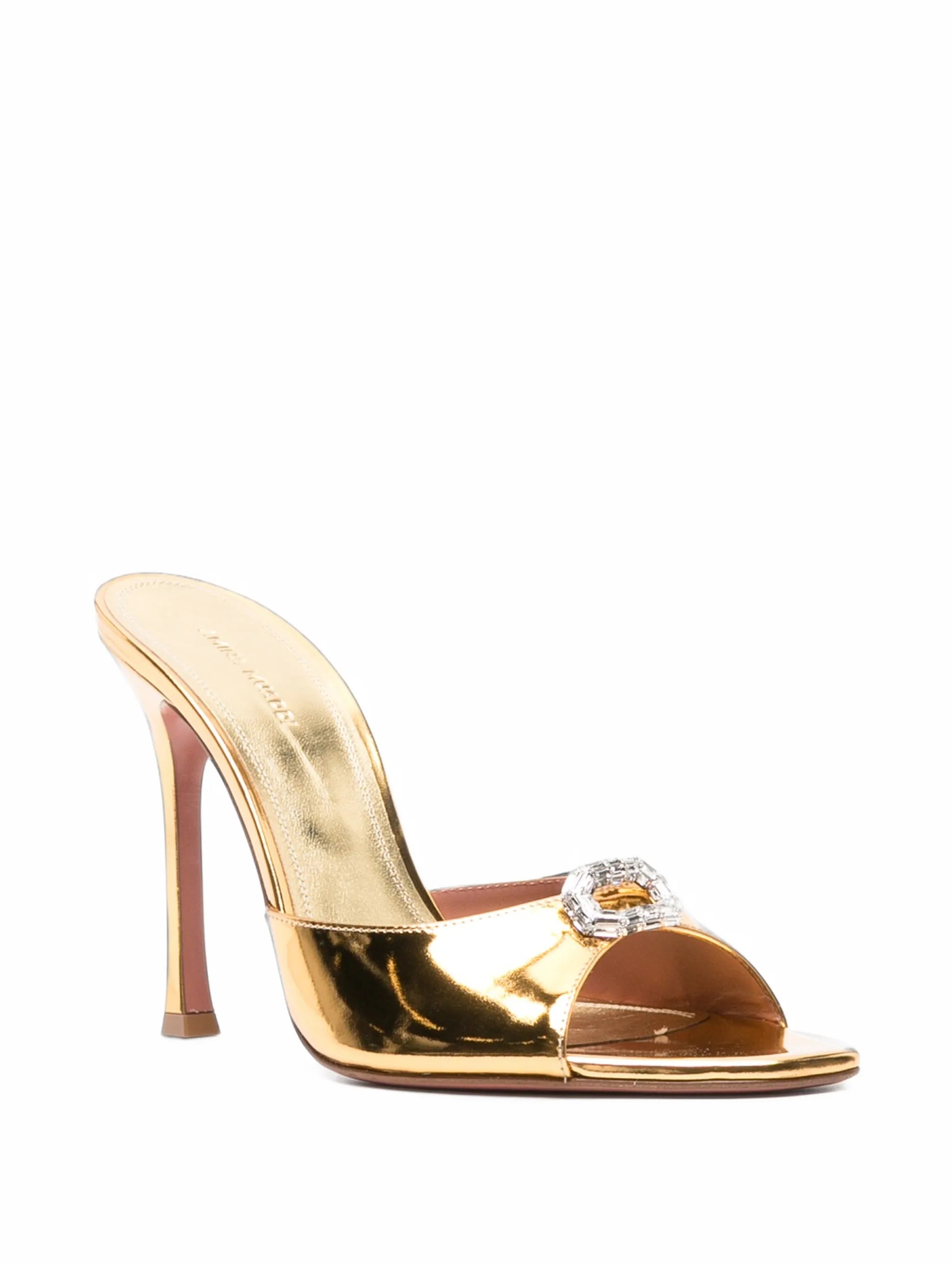 mini Camelia slippers 105 mirror and crystal buckle
