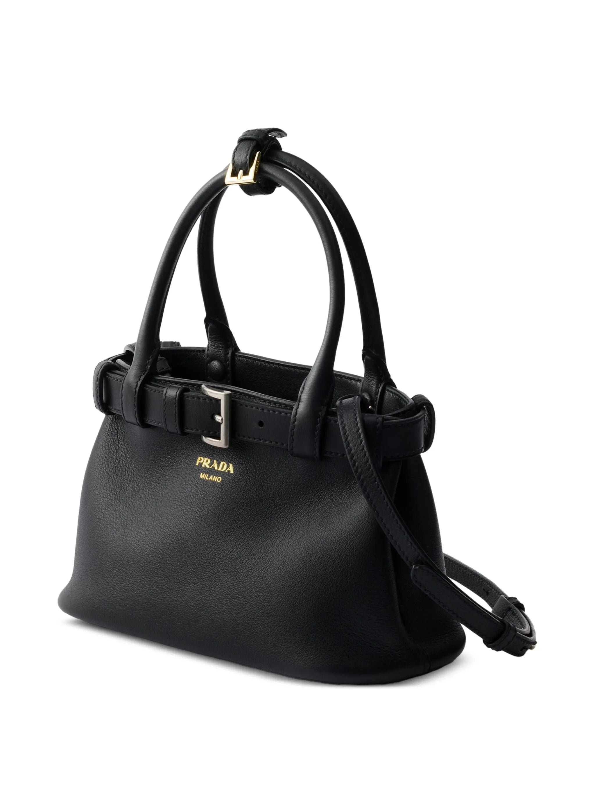 small buckle-detail leather shoulder bag