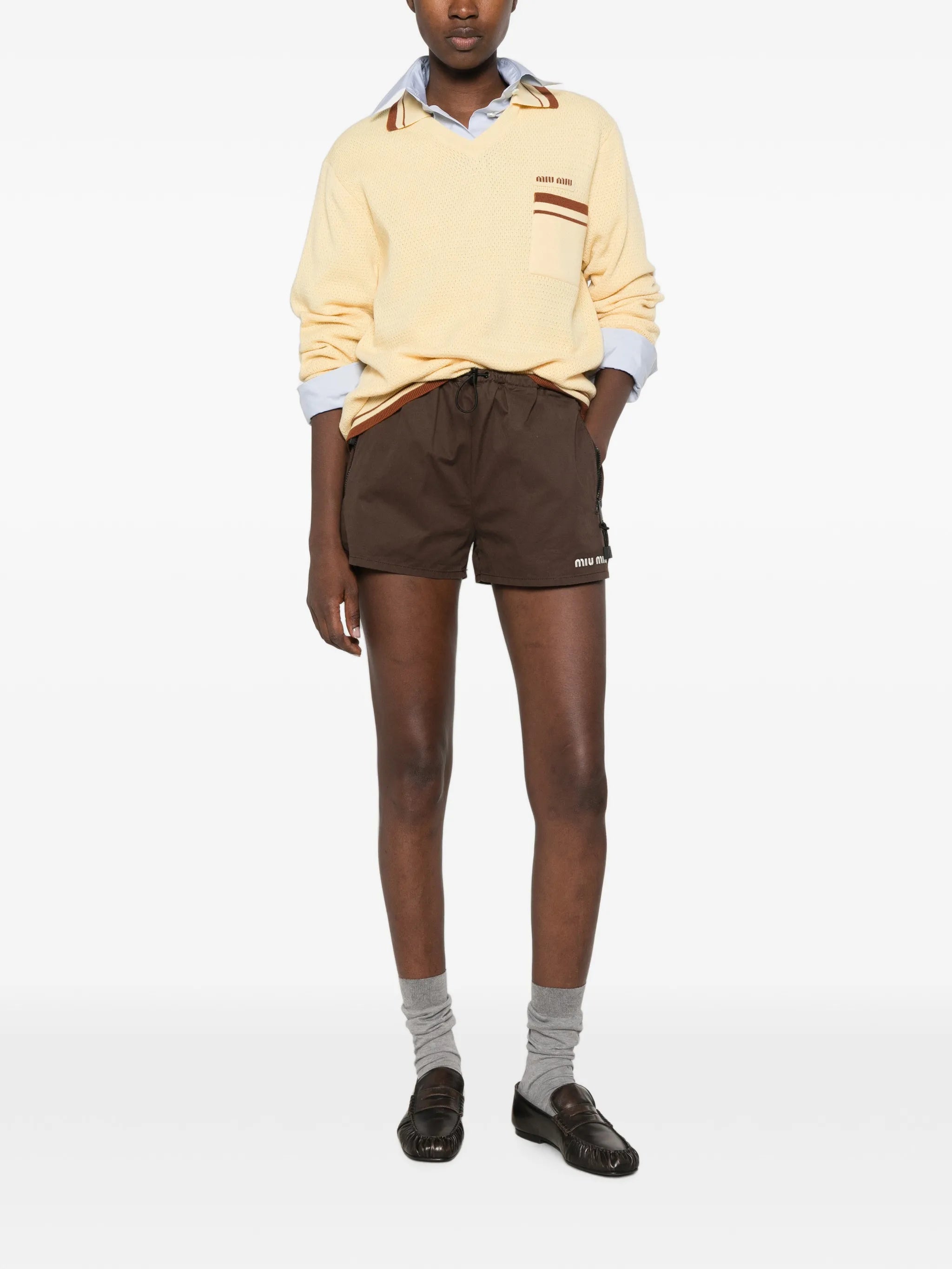 washed gabardine shorts
