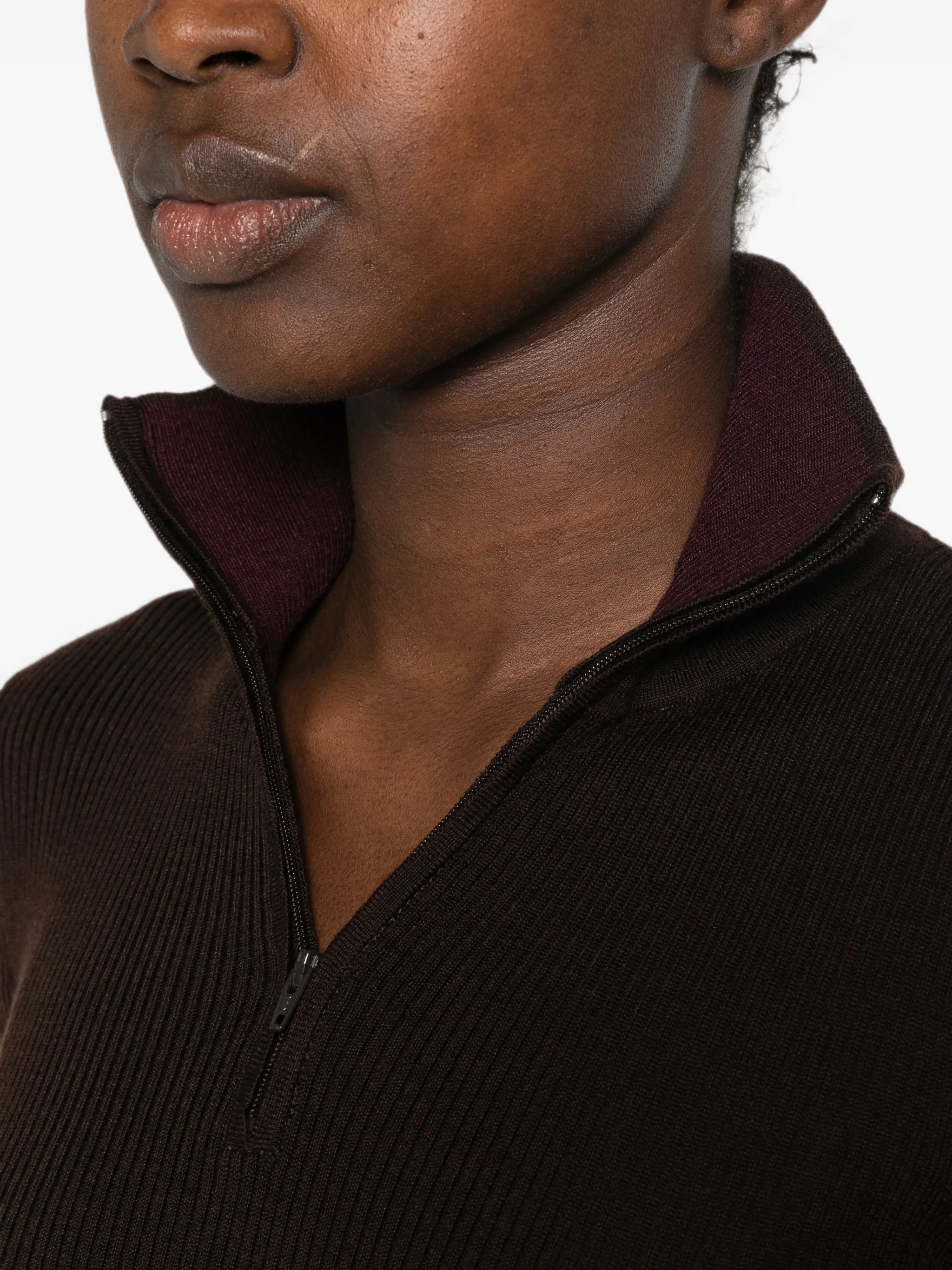 Sade ribbed-knit quarter-zip sweater