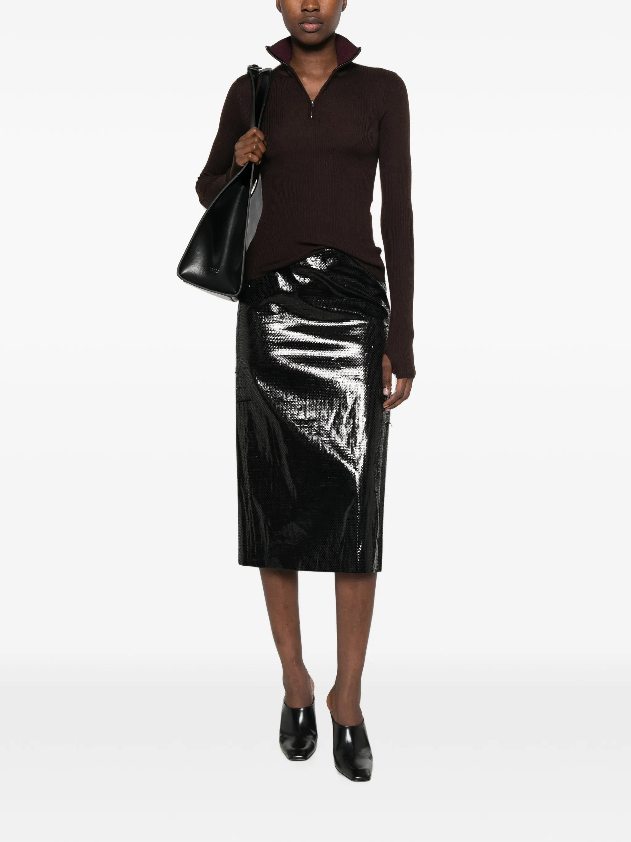 Sade ribbed-knit quarter-zip sweater