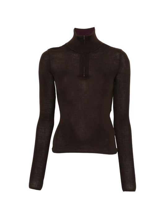 Sade ribbed-knit quarter-zip sweater