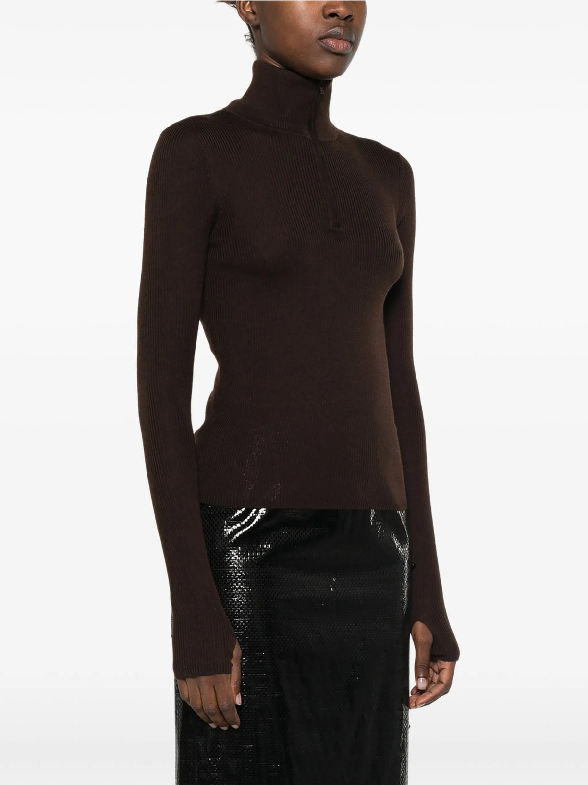 Sade ribbed-knit quarter-zip sweater