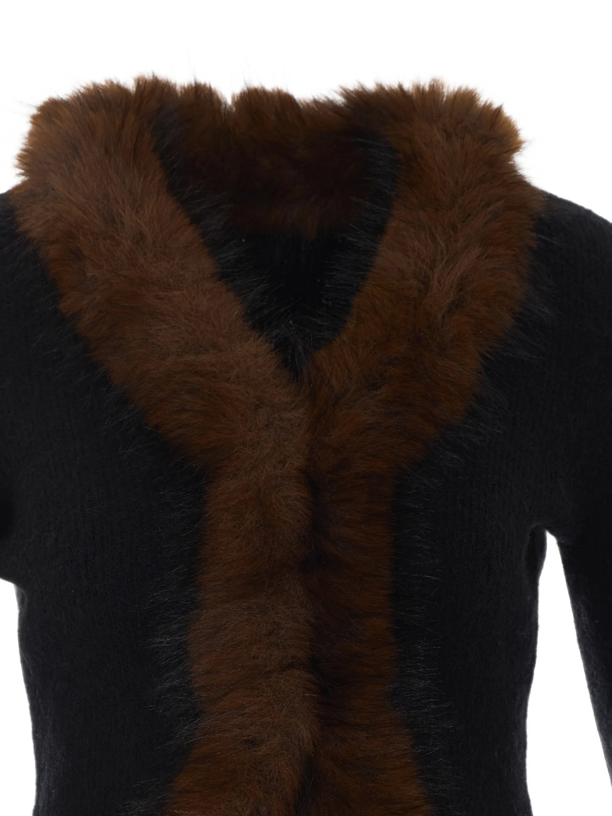 black faux fur knit cardigan