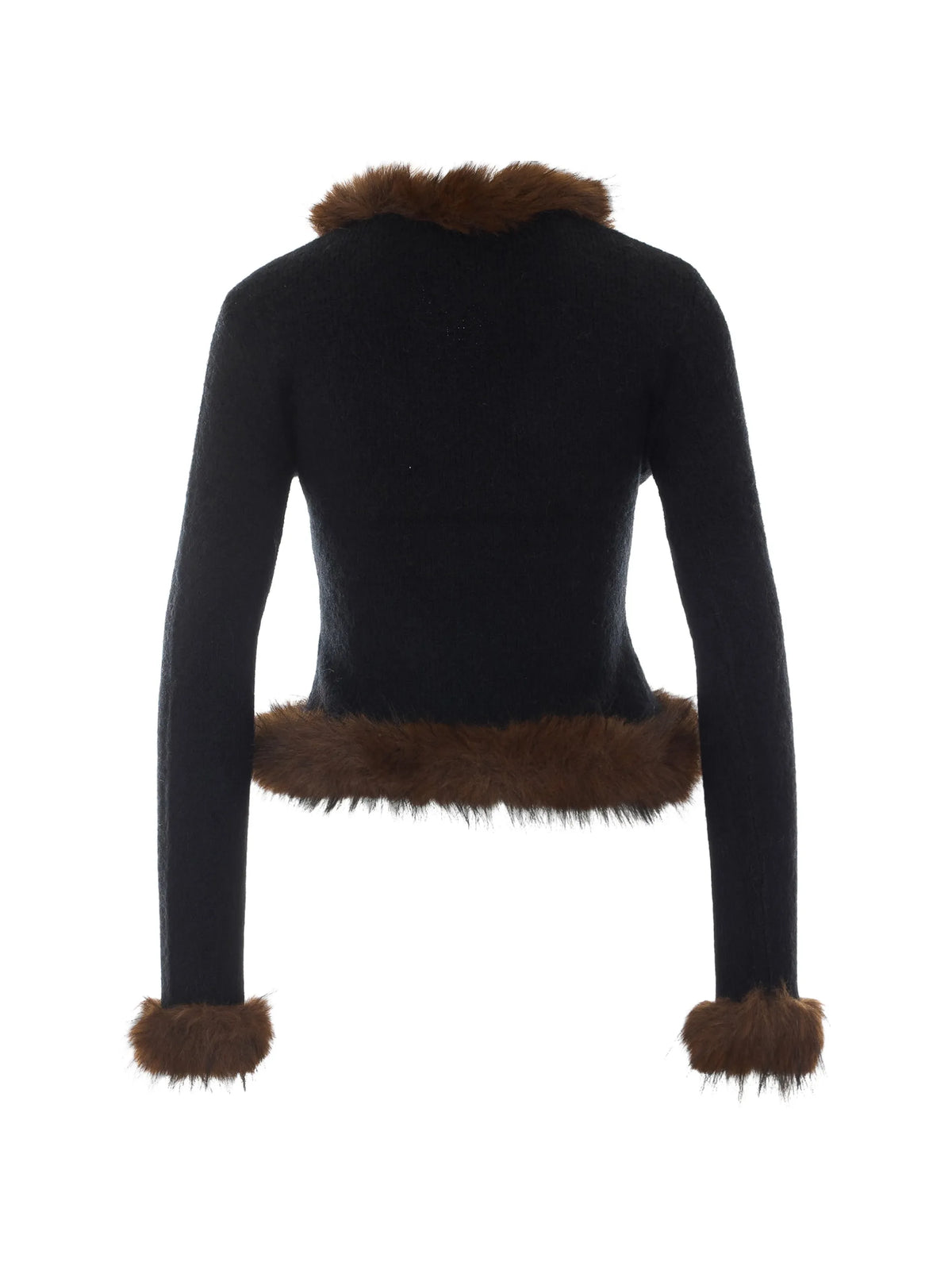 black faux fur knit cardigan