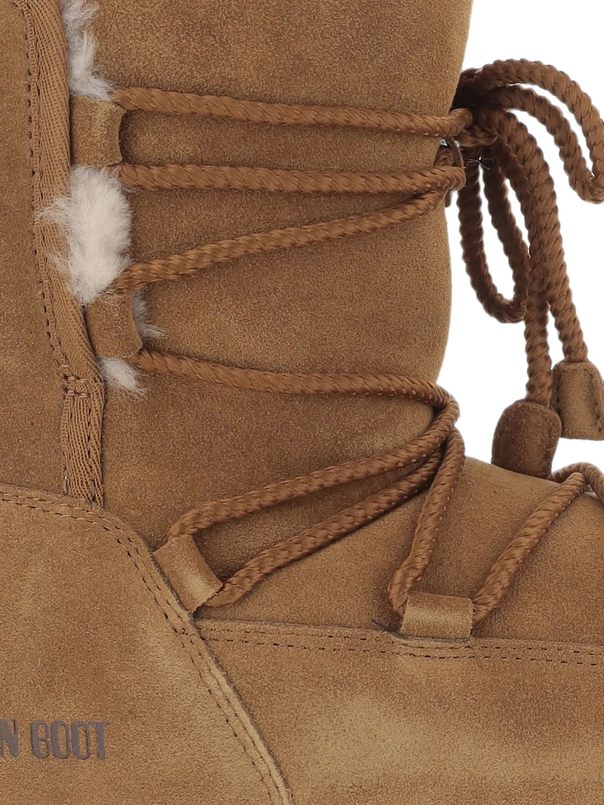 shearling-trim lace-up boots