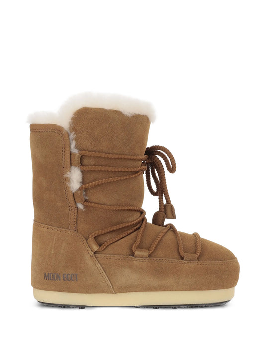 shearling-trim lace-up boots