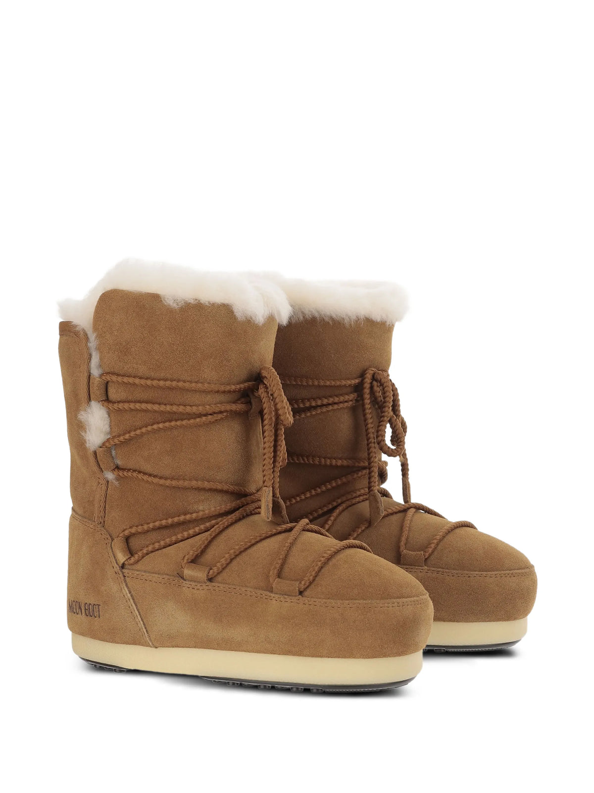 shearling-trim lace-up boots