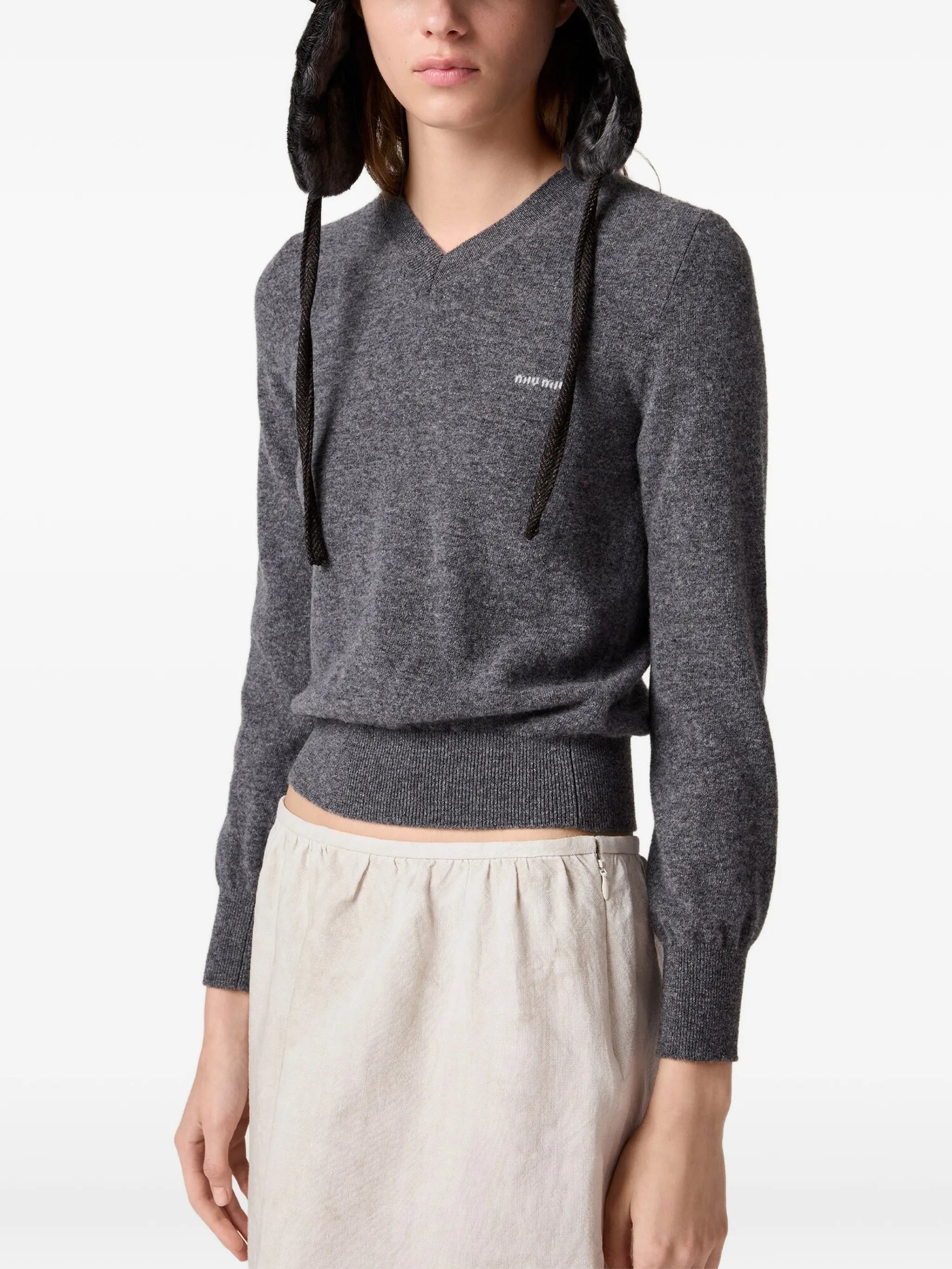 V-neck wool cardigan