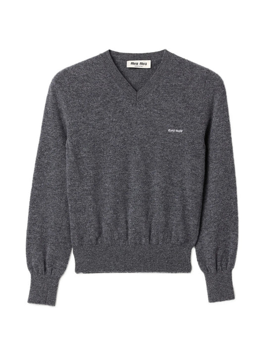 V-neck wool cardigan