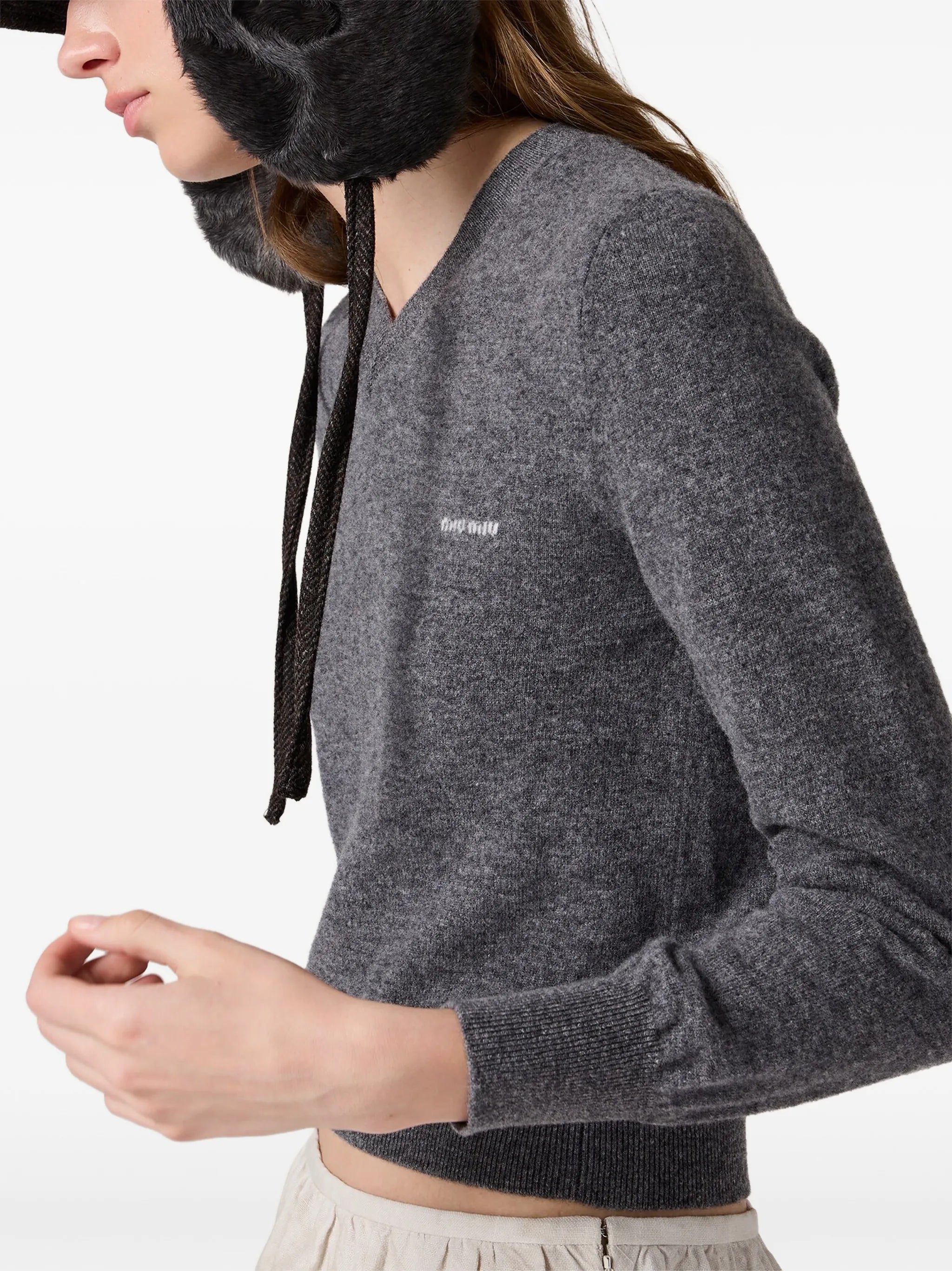 V-neck wool cardigan