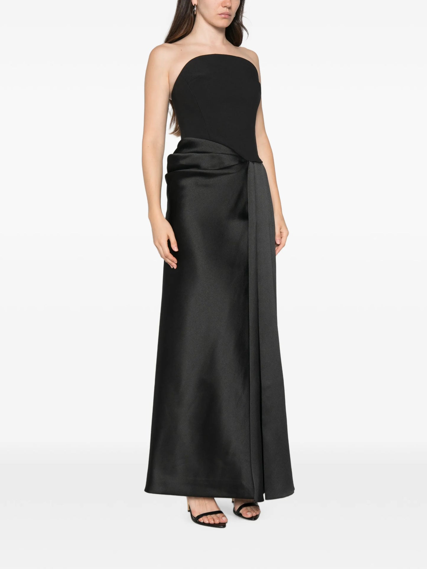 Seri strapless draped maxi dress
