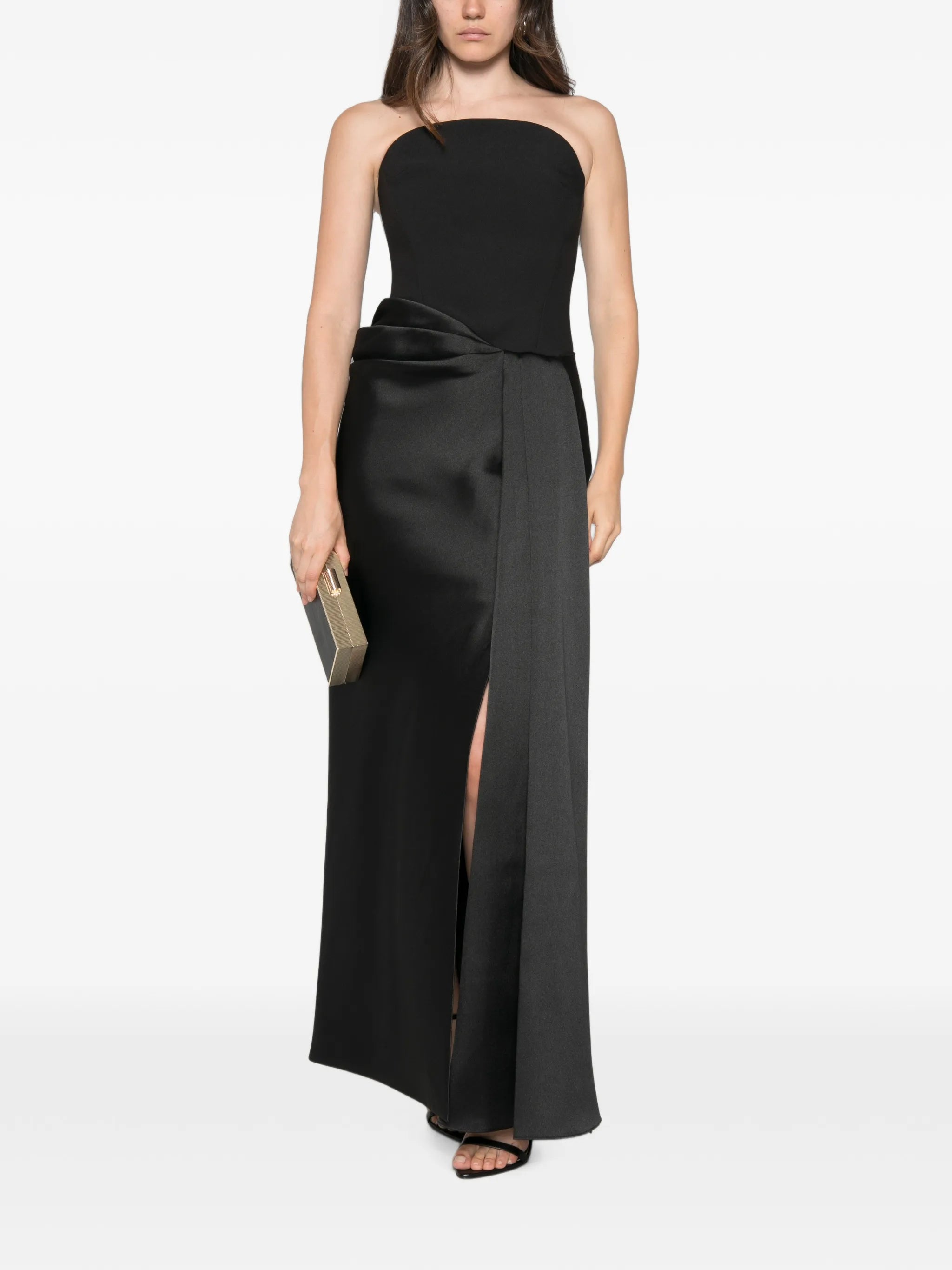 Seri strapless draped maxi dress