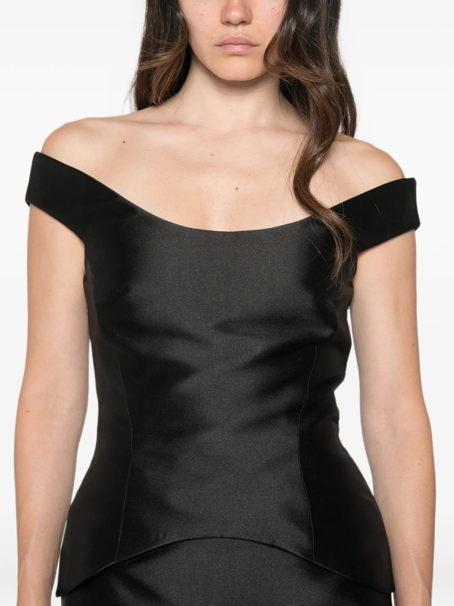 Pieta off-shoulder peplum-waist maxi dress