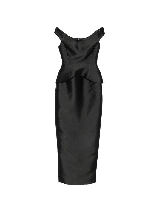 Pieta off-shoulder peplum-waist maxi dress