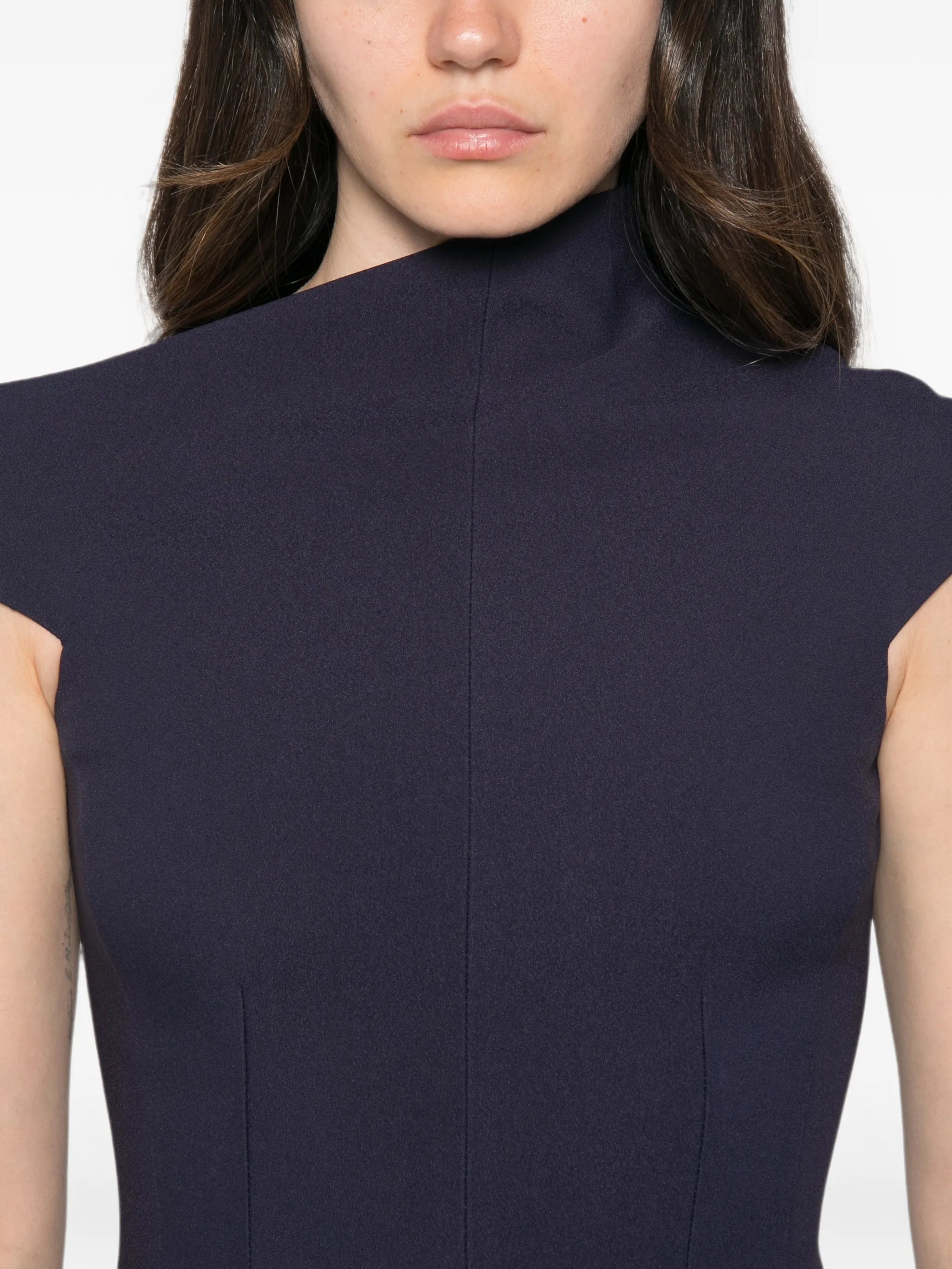Arion asymmetric-neck cap-sleeve maxi dress