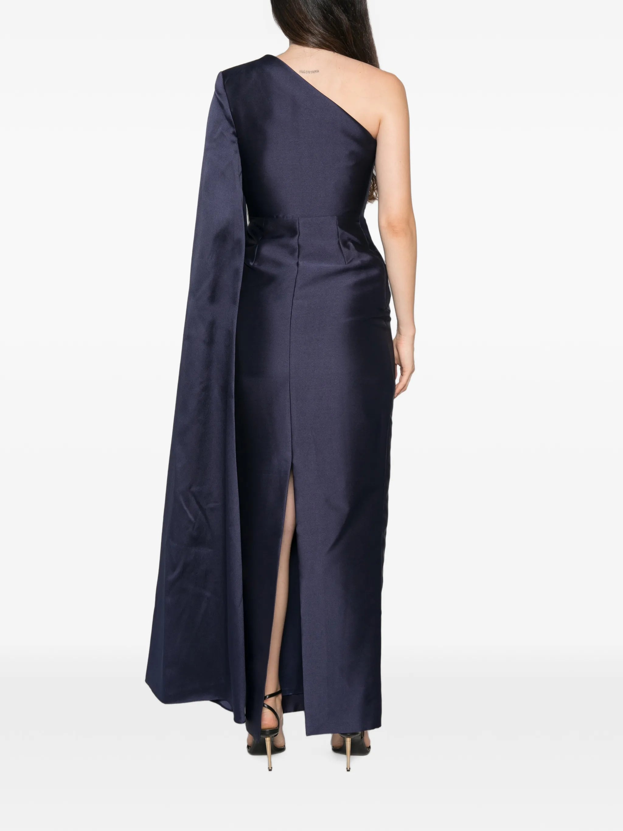 Veya one-shoulder cape-detail maxi dress