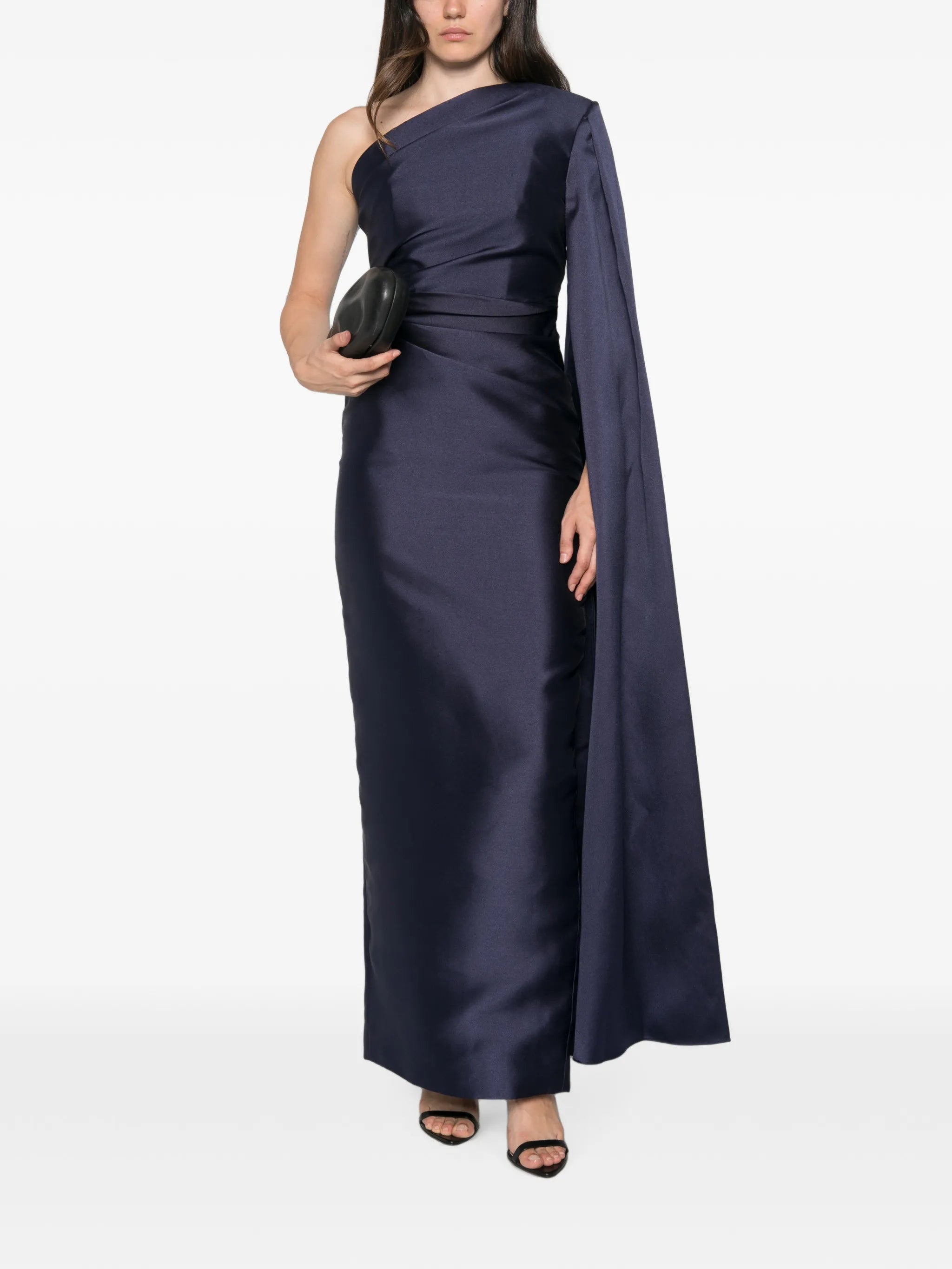Veya one-shoulder cape-detail maxi dress
