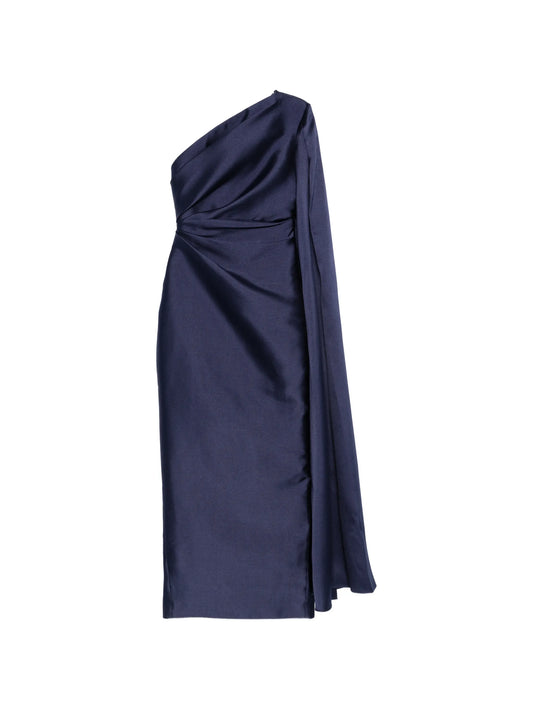 Veya one-shoulder cape-detail maxi dress