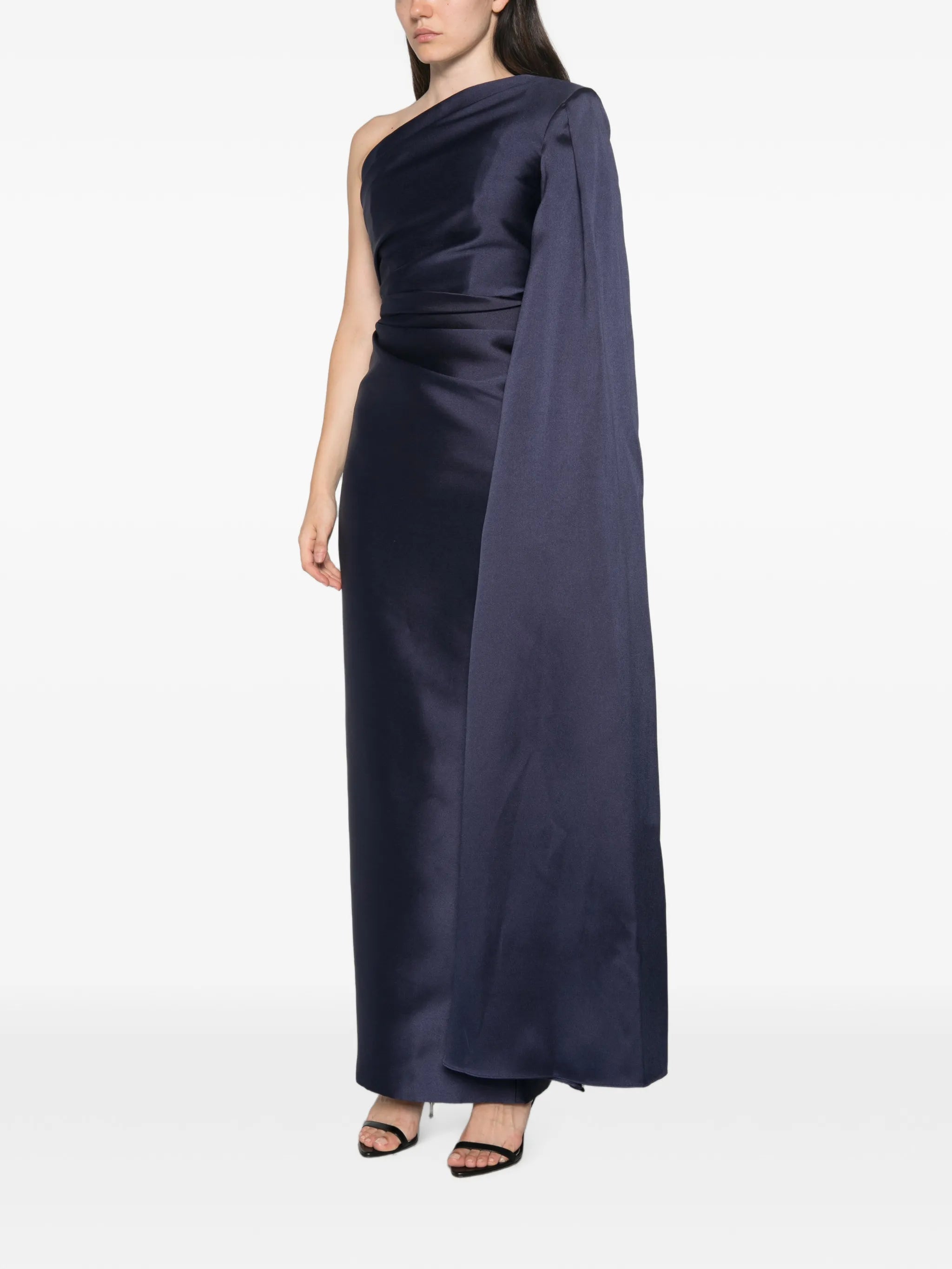 Veya one-shoulder cape-detail maxi dress
