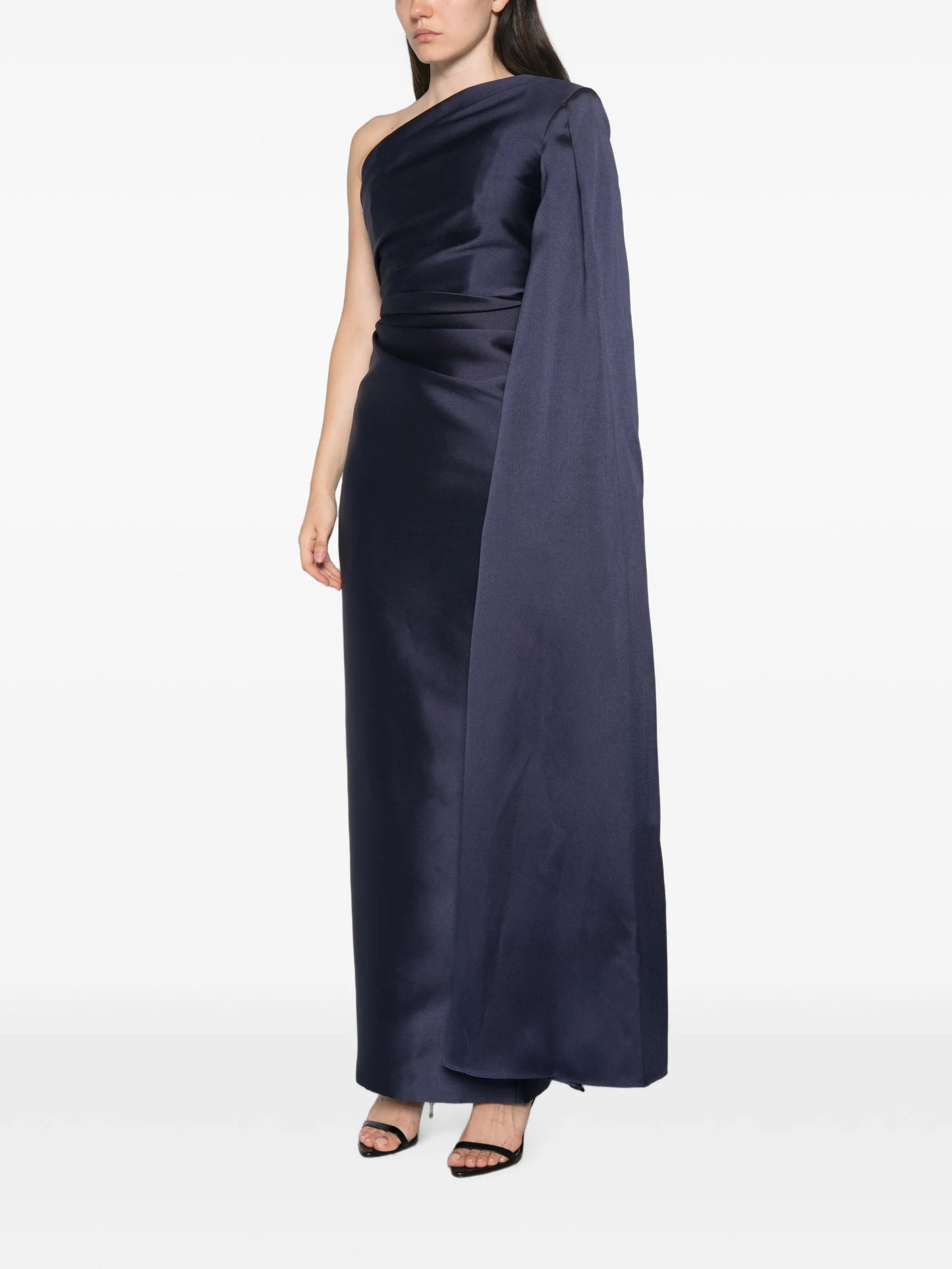 Veya one-shoulder cape-detail maxi dress