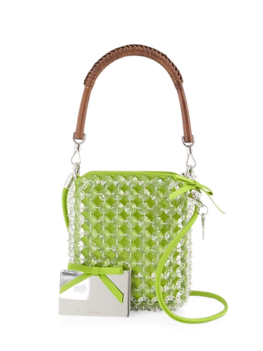 green crystal chain mini tote bag