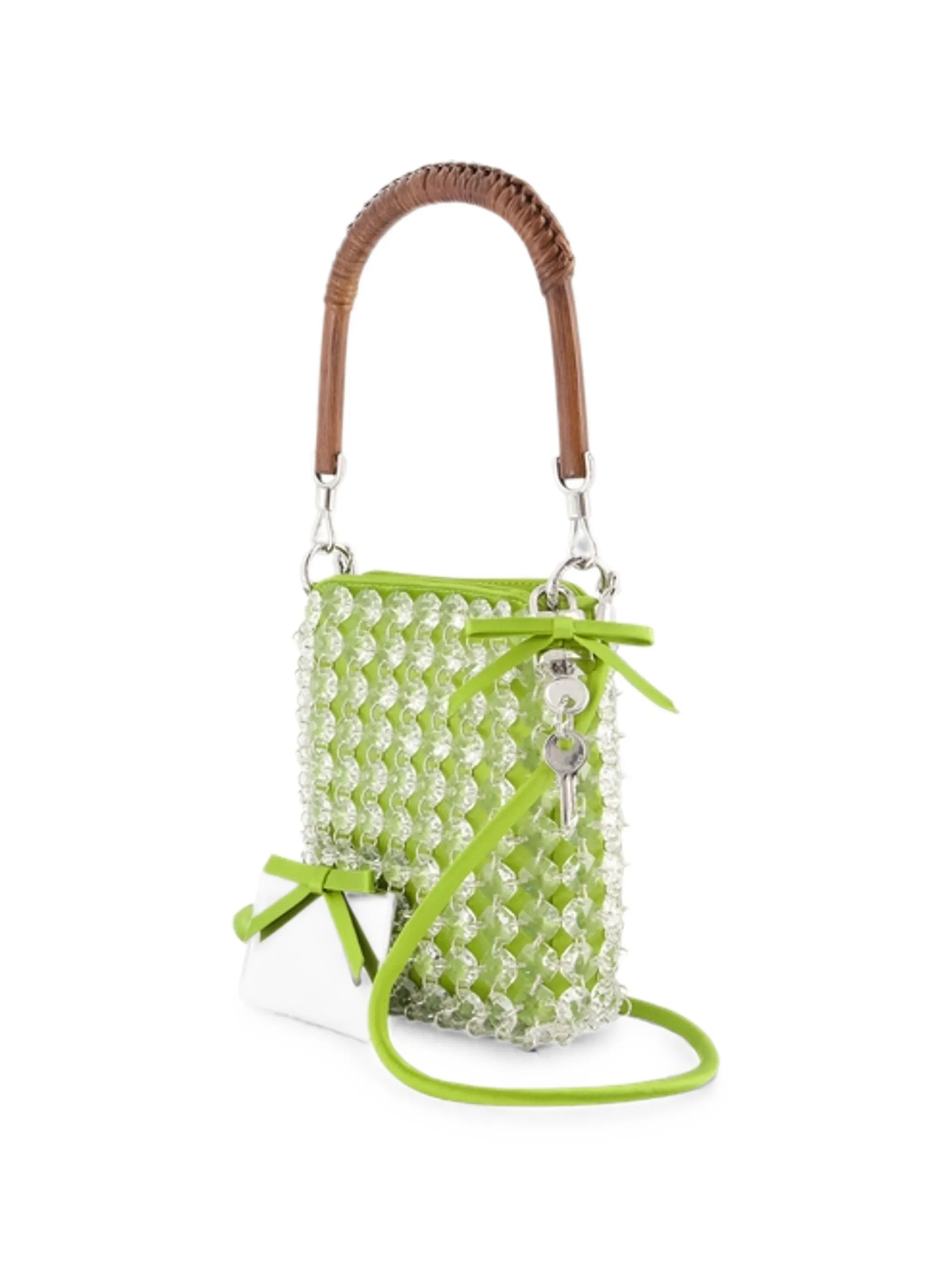 green crystal chain mini tote bag
