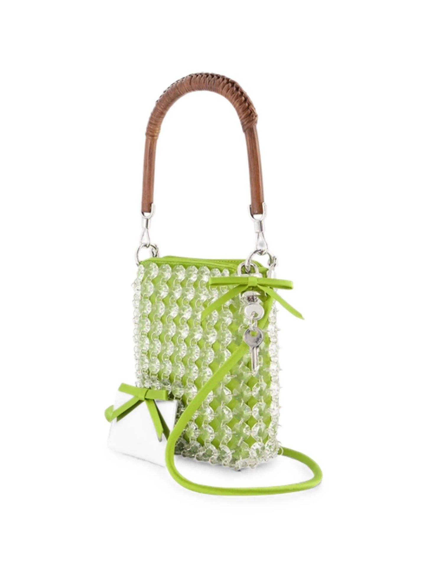 green crystal chain mini tote bag
