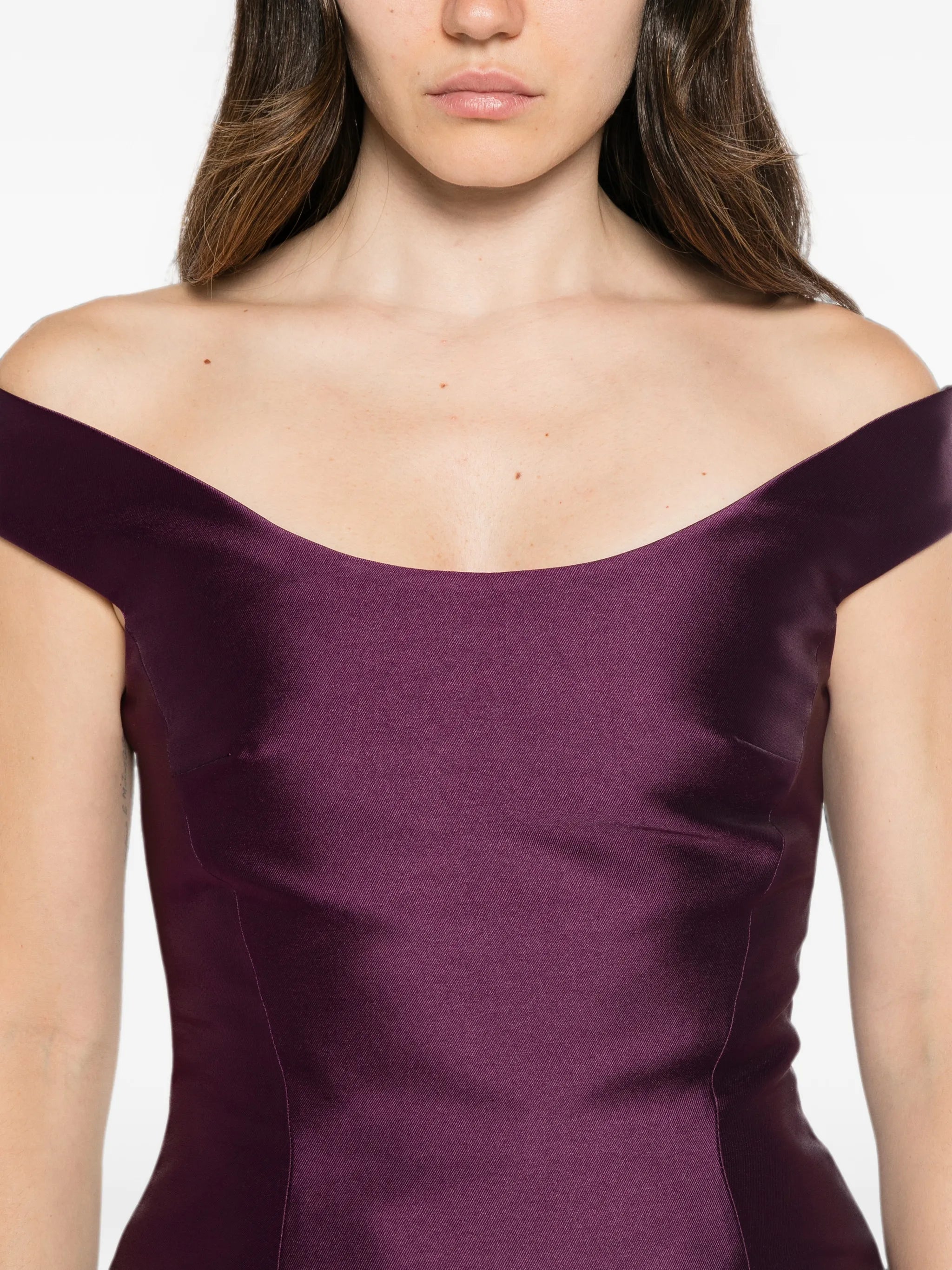 Pieta off-shoulder peplum-waist maxi dress