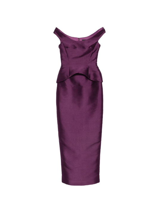 Pieta off-shoulder peplum-waist maxi dress