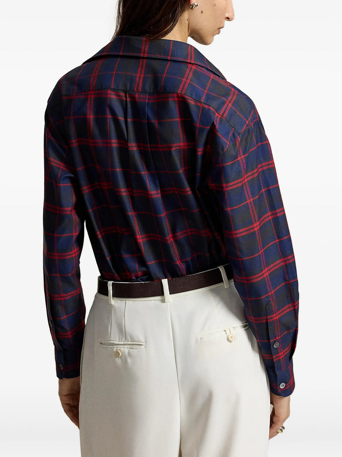 tartan-print button-down shirt