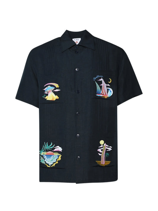 dark grey Phantasmagoria embroidered short sleeve shirt