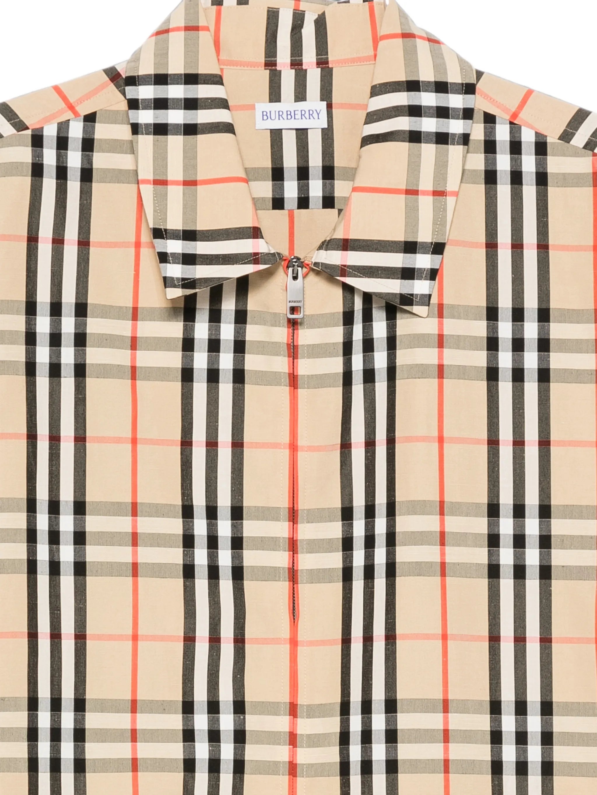 check-pattern zip-fastening overshirt