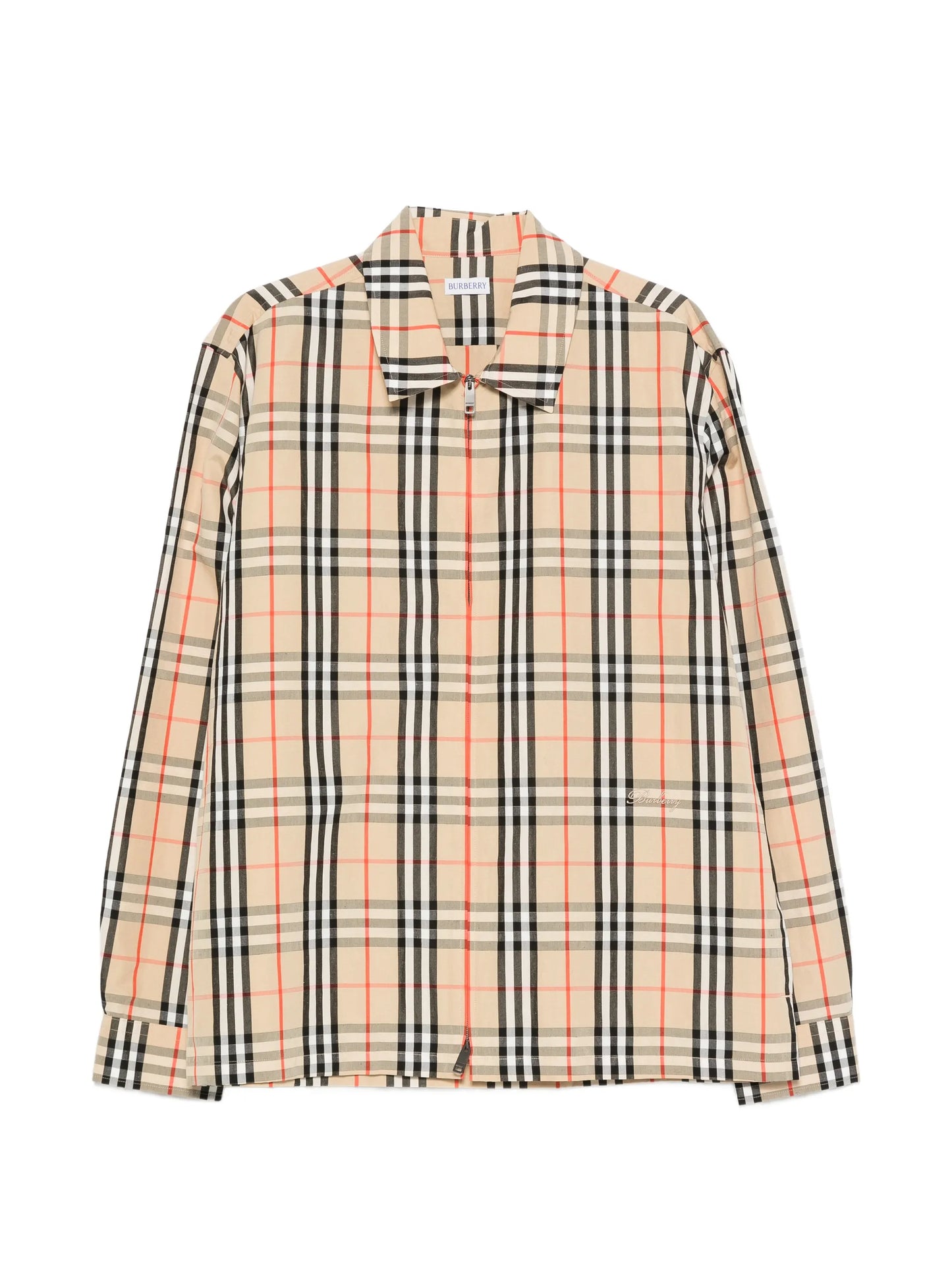 check-pattern zip-fastening overshirt