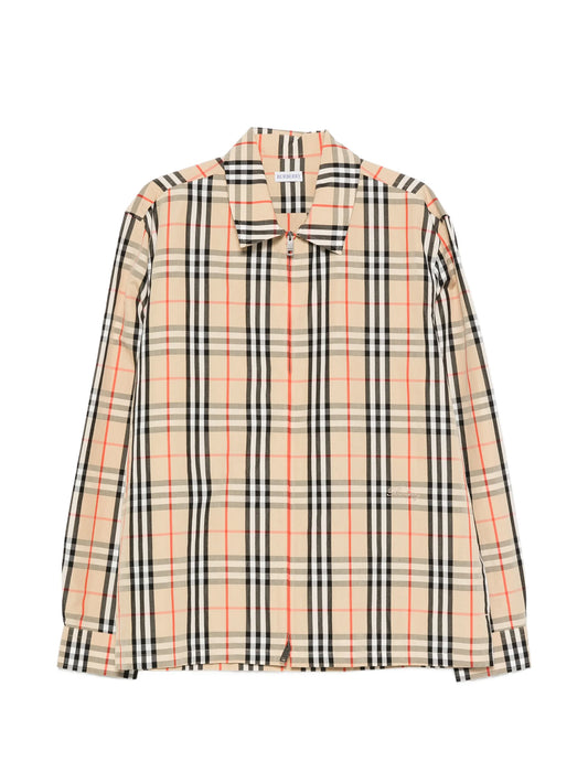 check-pattern zip-fastening overshirt