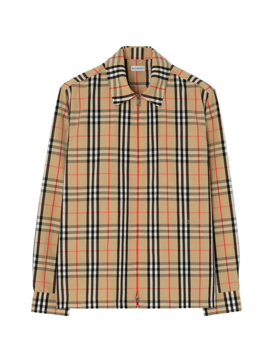 Check cotton linen overshirt