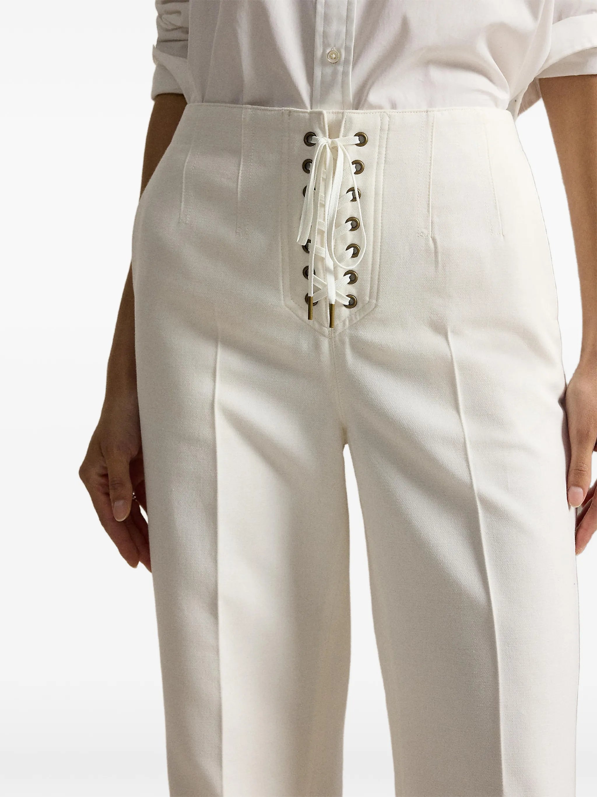 Beaton cotton-wool lace-up trousers