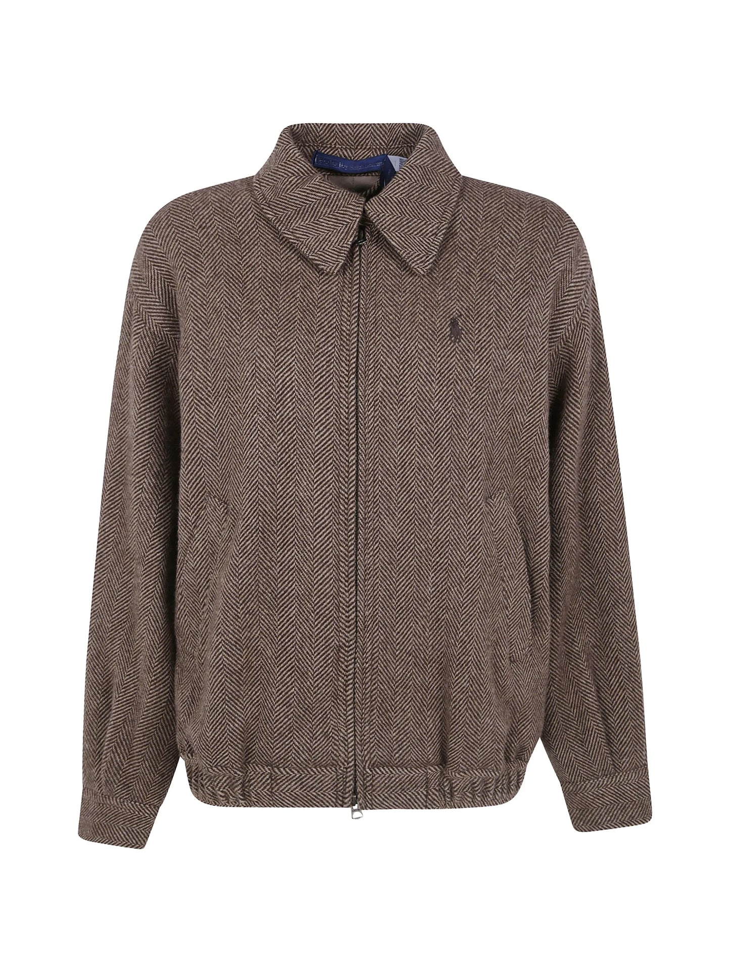 herringbone-pattern wool jacket