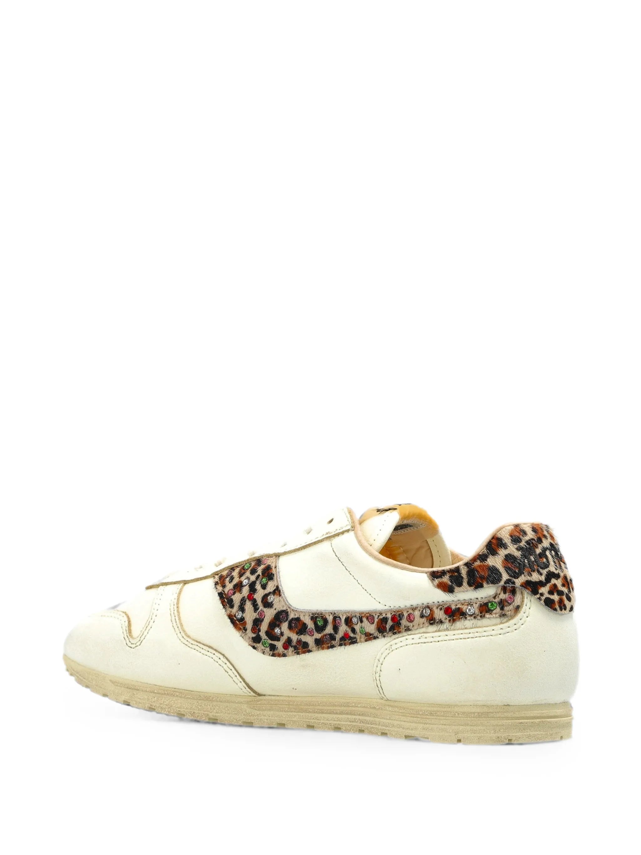 Windspin leopard-print panelled leather sneakers