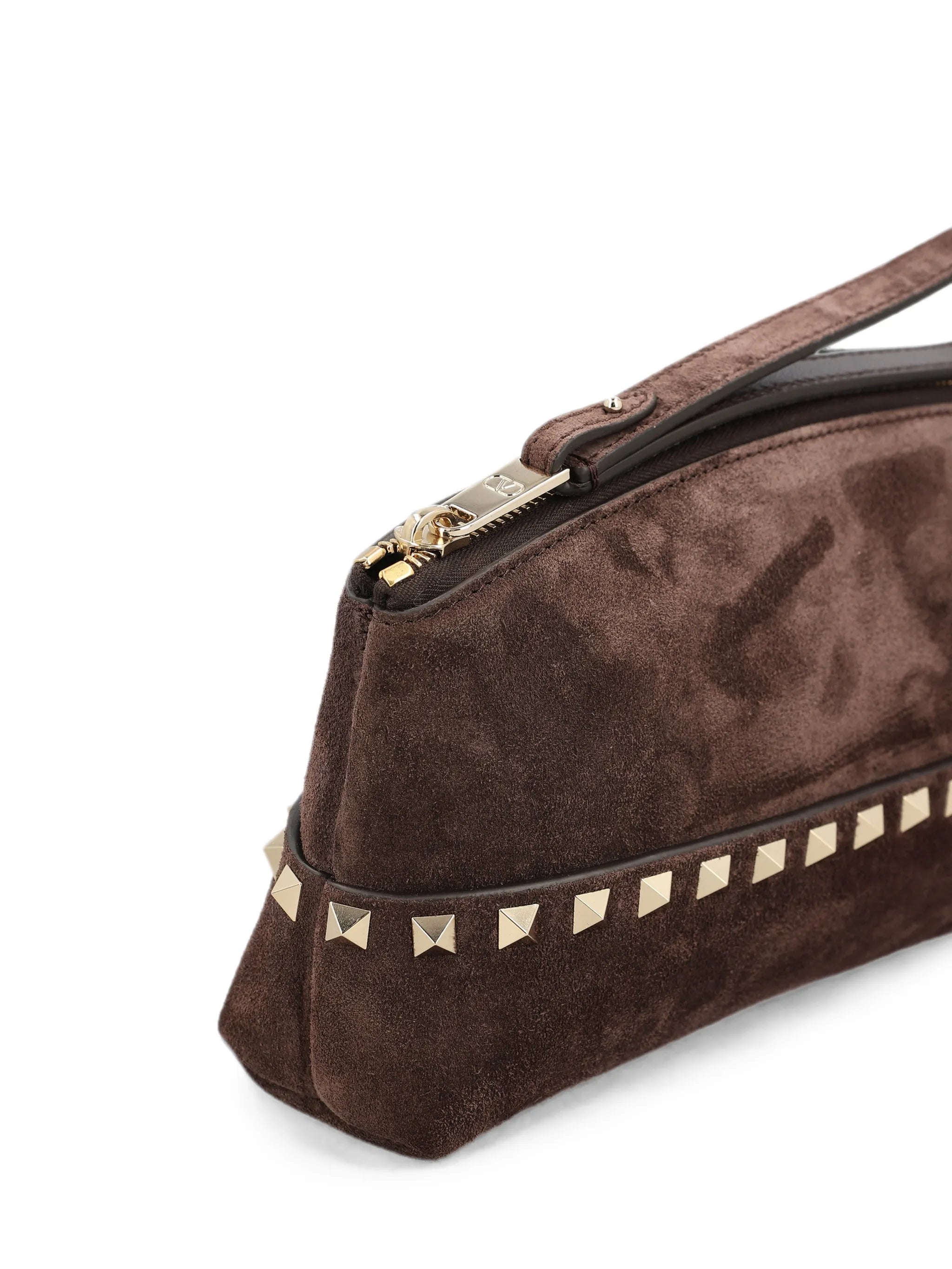 Rockstud suede clutch bag