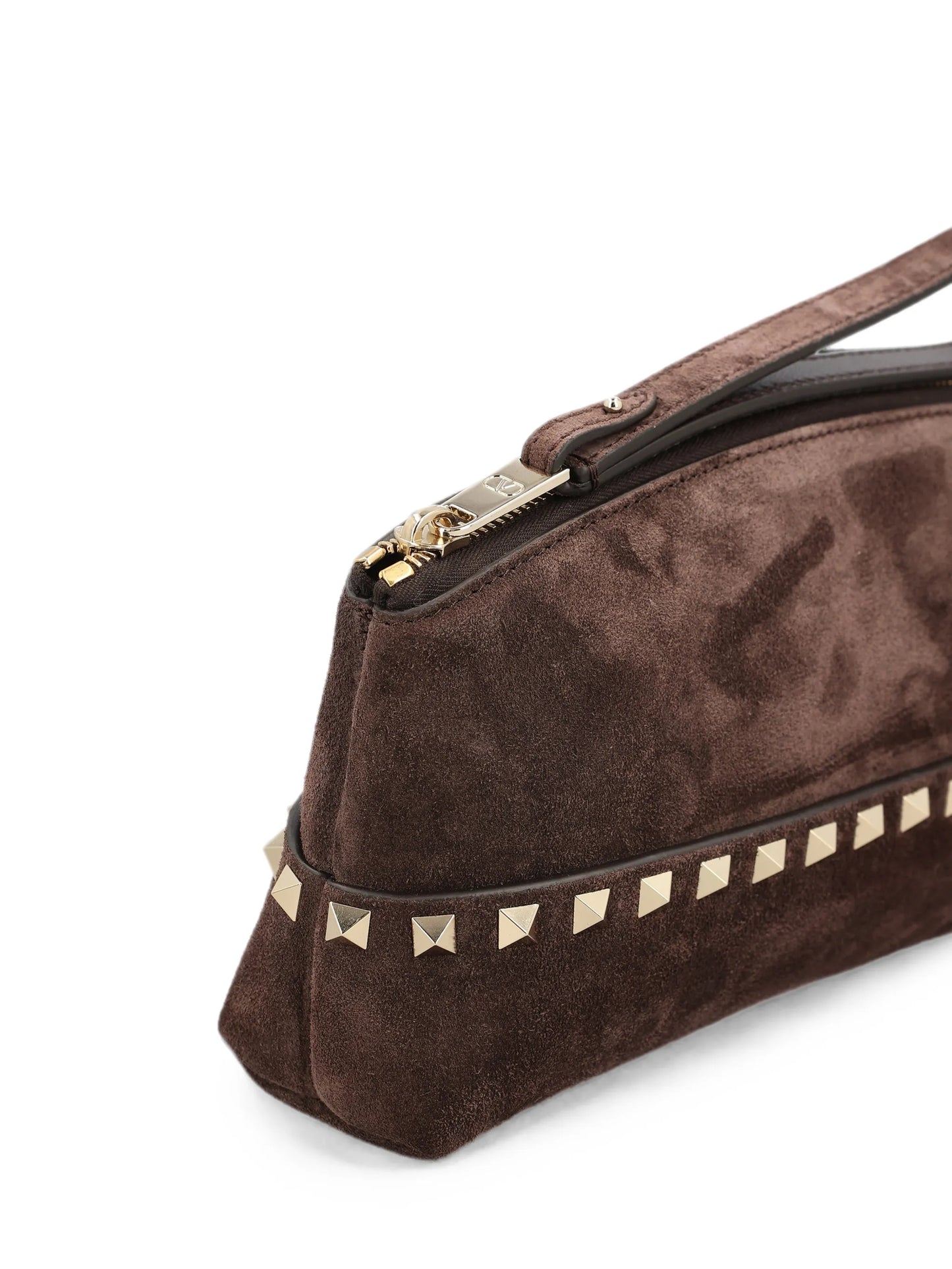 Rockstud suede clutch bag