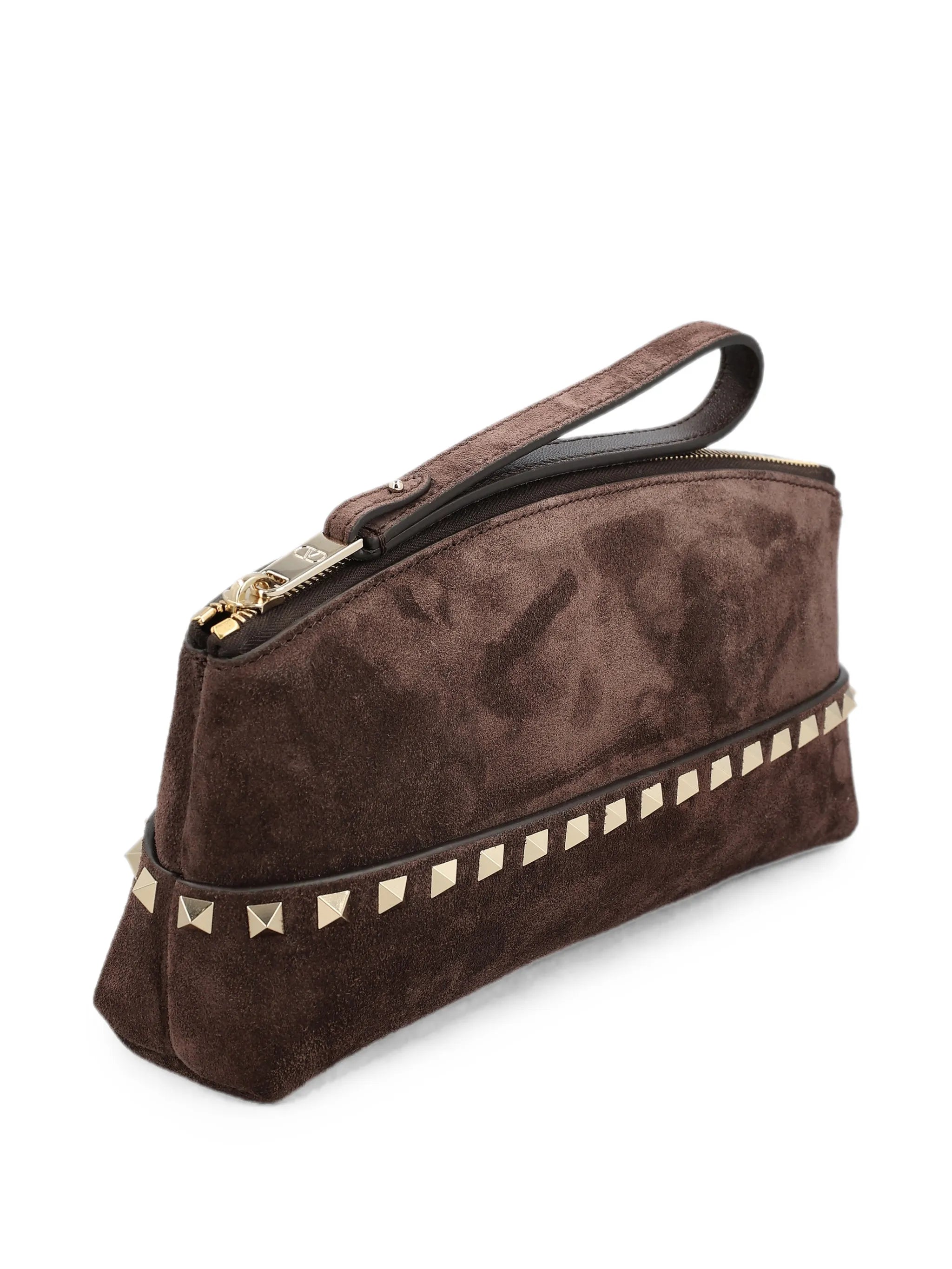 Rockstud suede clutch bag
