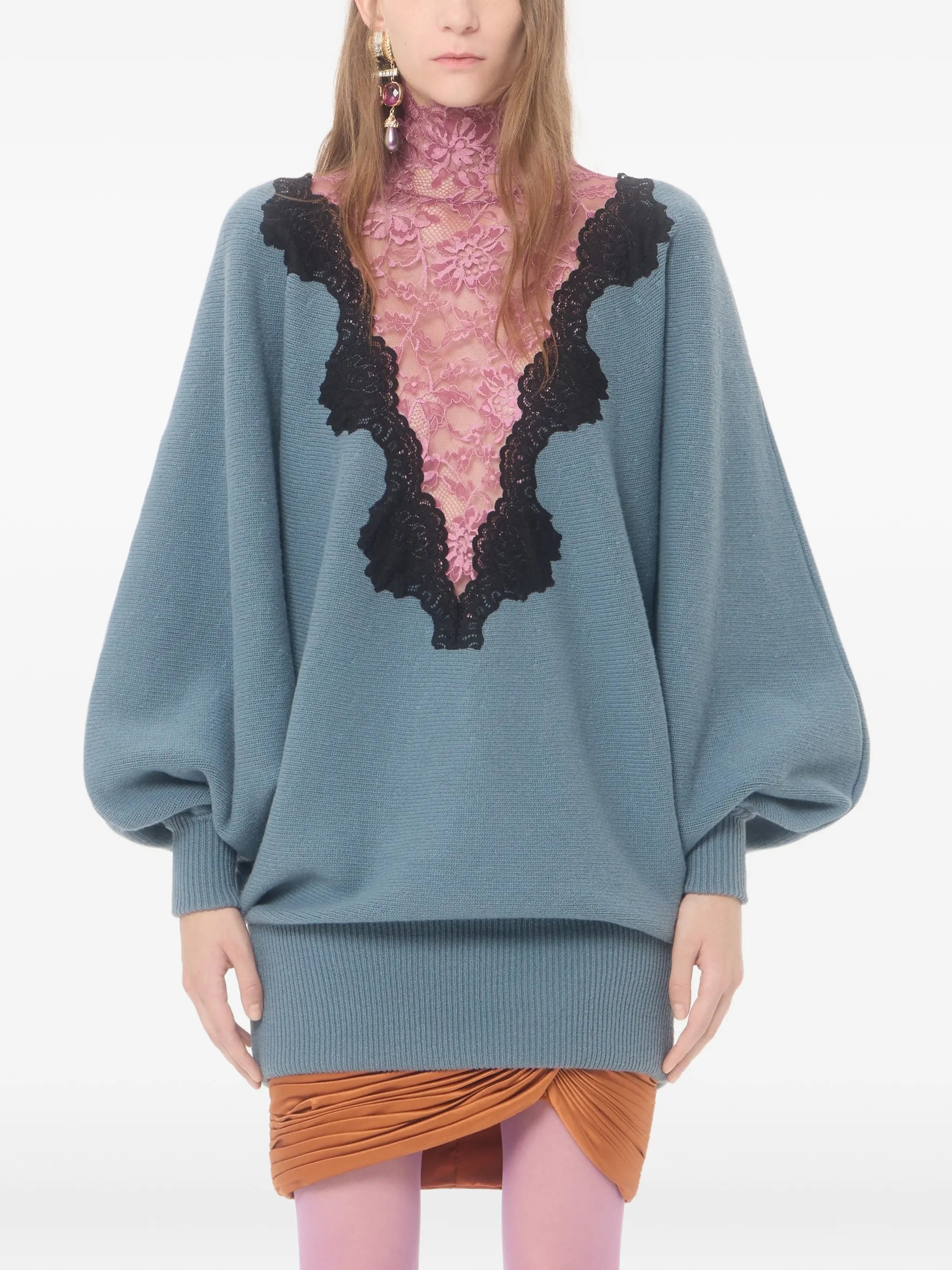 wool jumper with lace