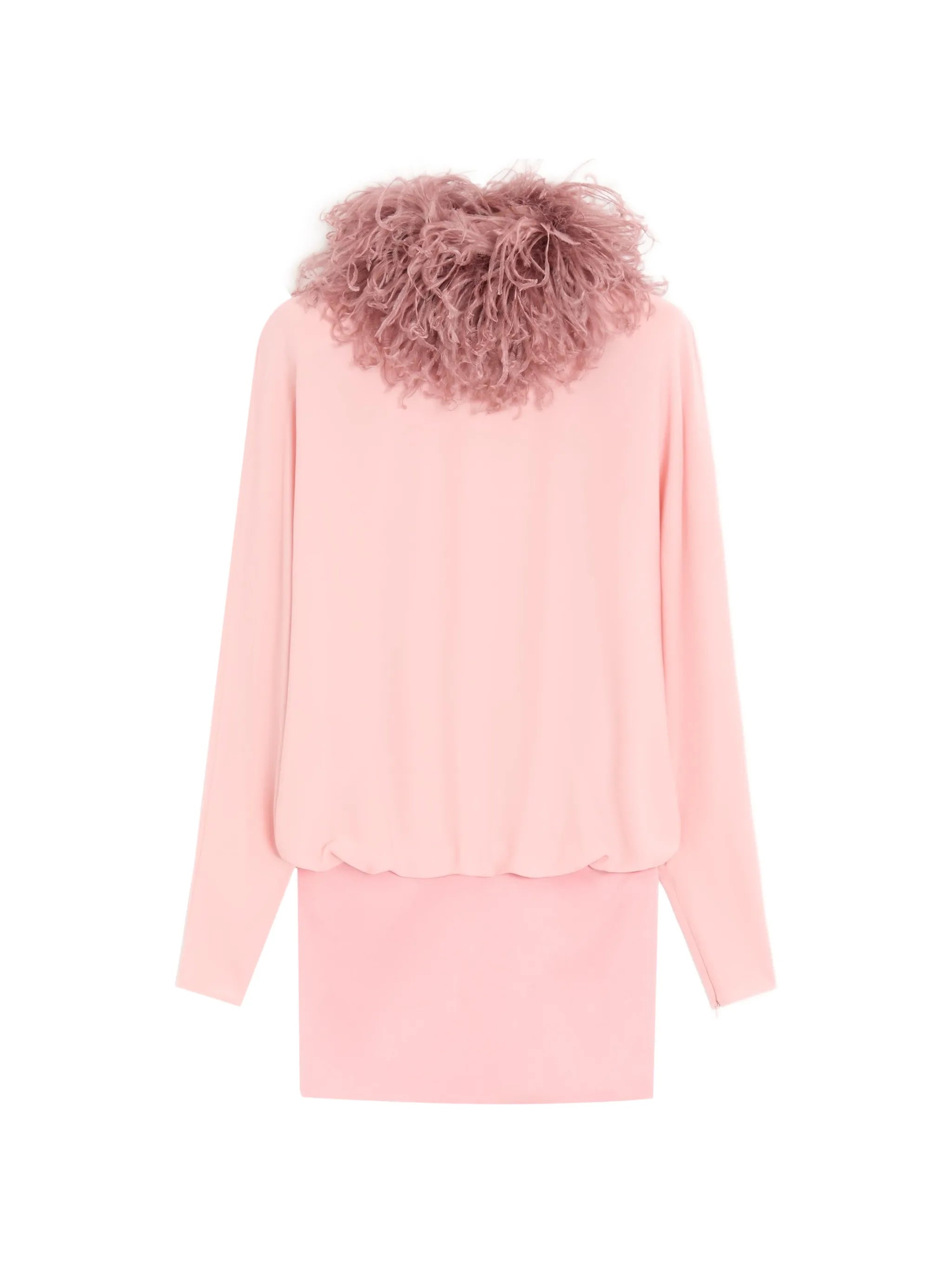 feather-trim georgette mini dress