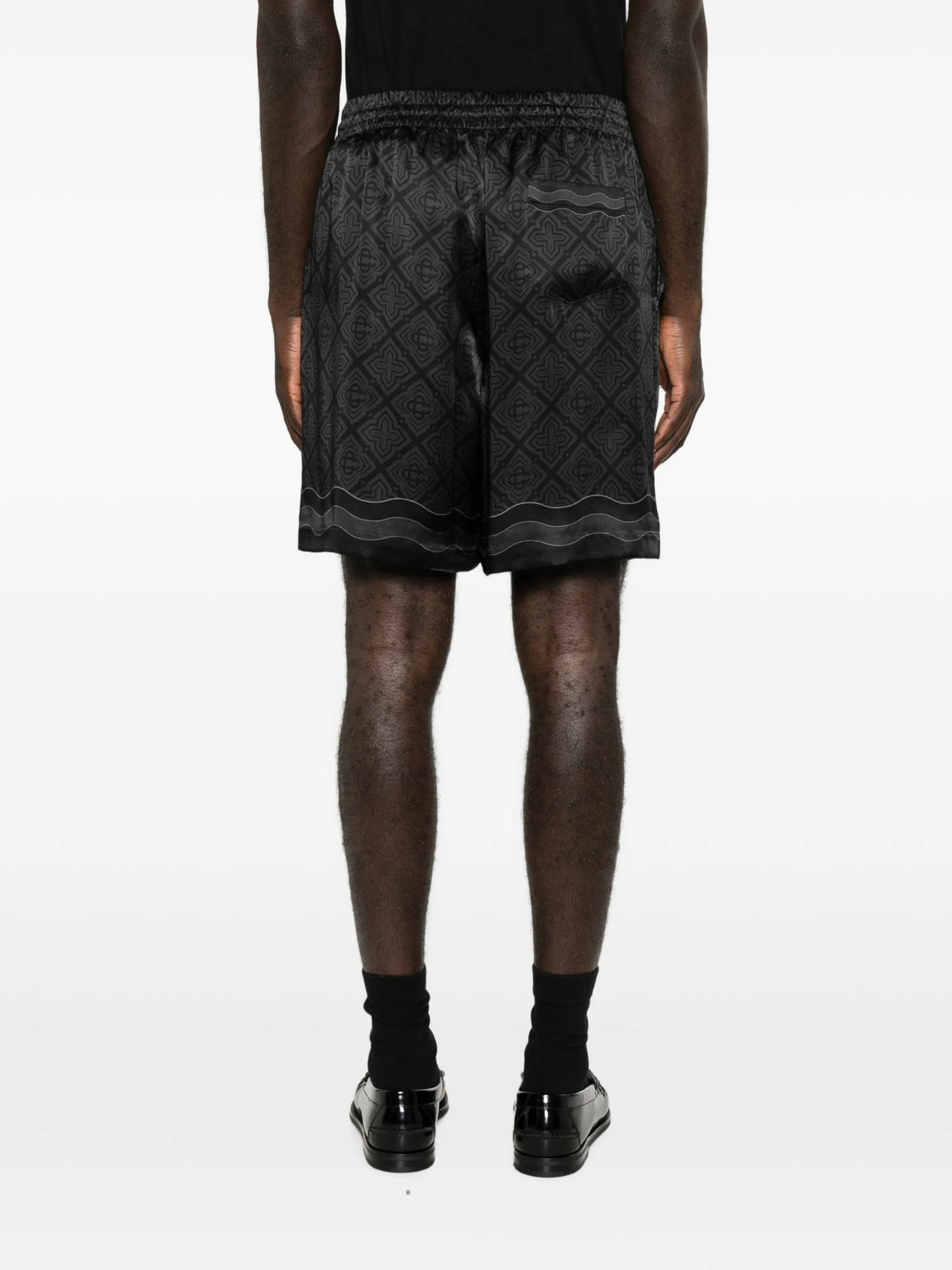 monogram-print silk-twill shorts